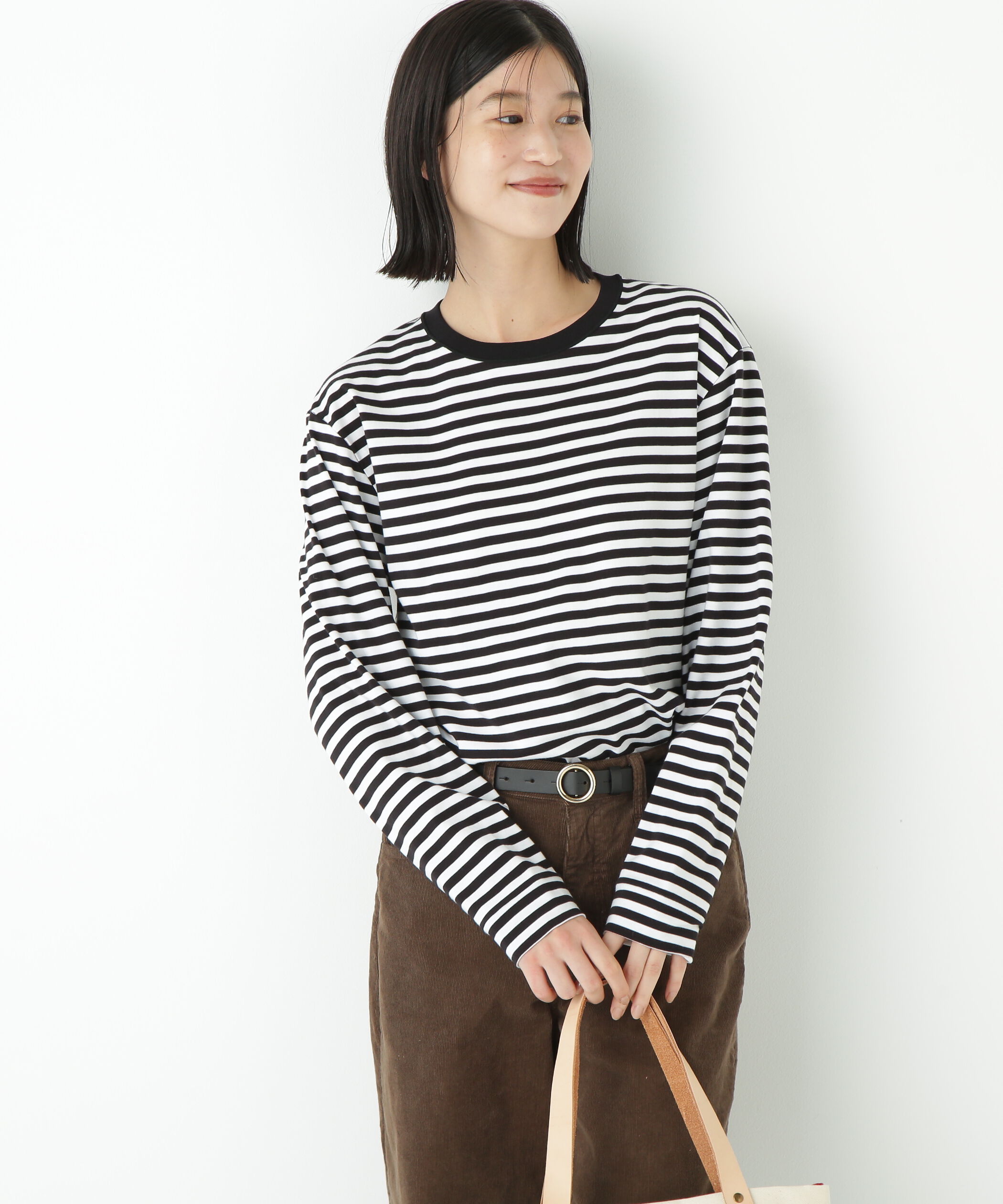  「◆ゼロロックコットンスムースボーダーカットソー」|Tシャツ・カットソー|ホワイト&times;ブ  3