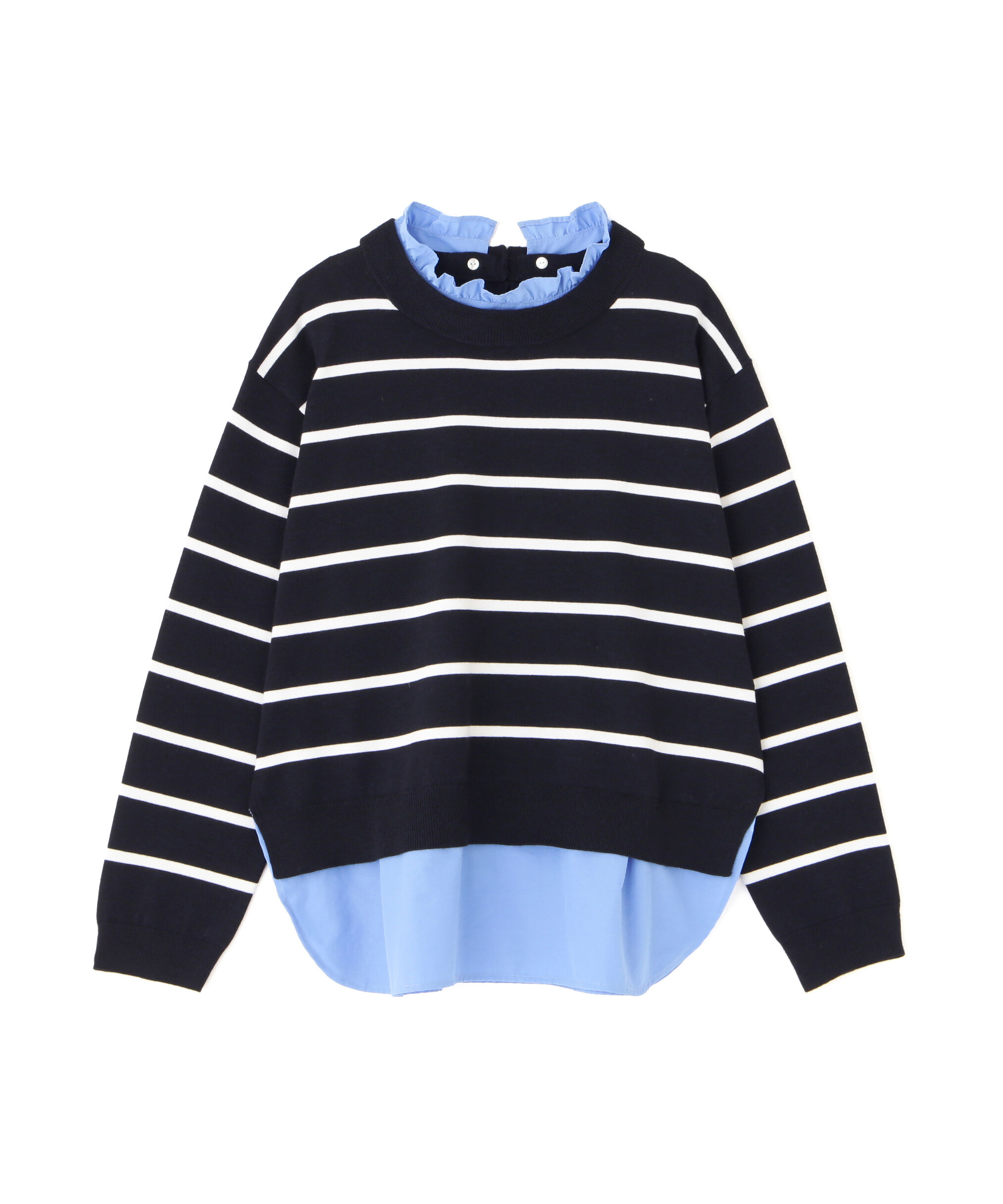  「シャツ地ドッキングプルオーバー」|ニット・セーター|