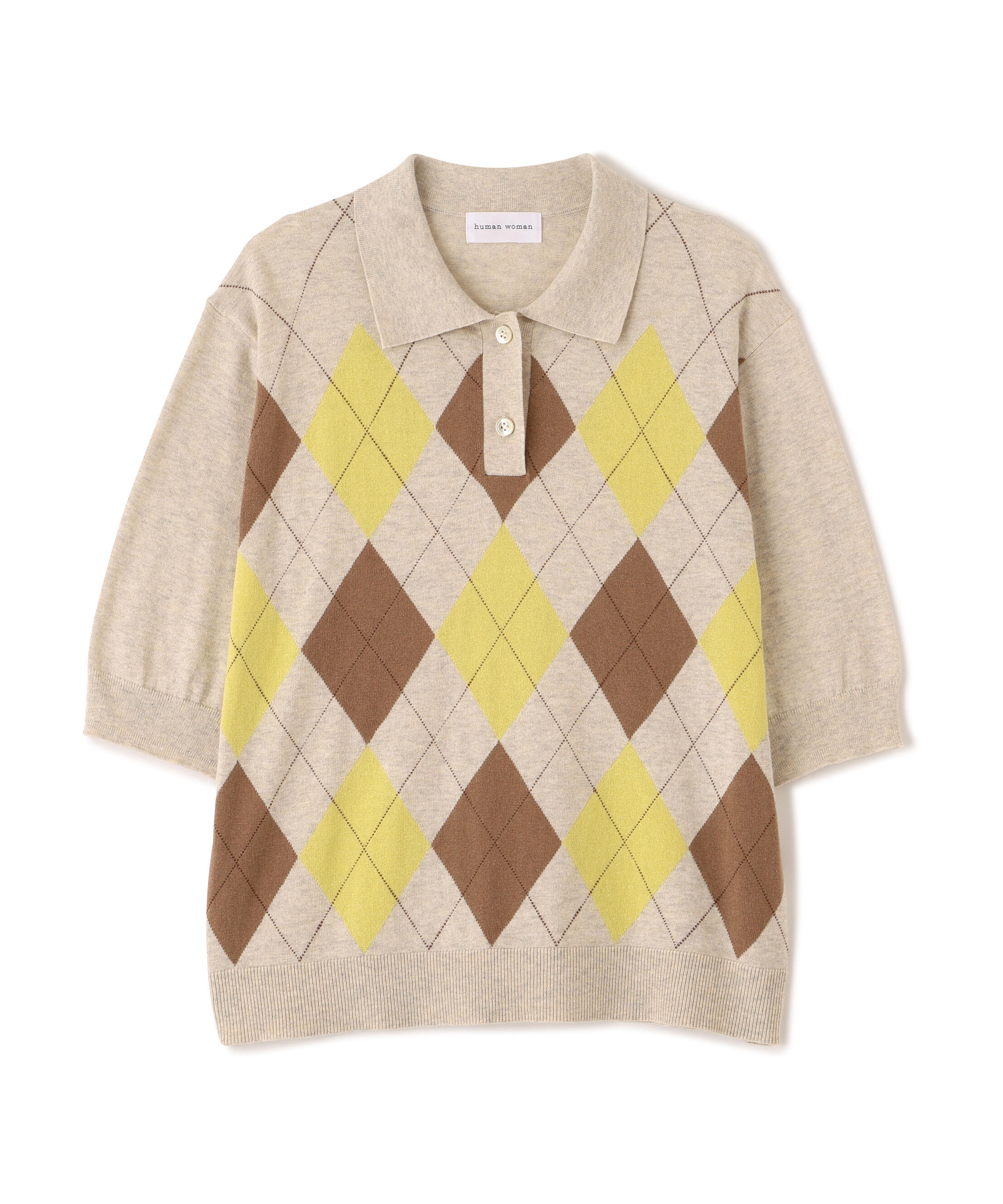  「◆《ウォッシャブル》アーガイル柄ポロニット」|ニット・セーター|