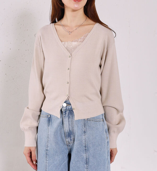archives「レーストリムニットアンサンブル」|カーディガン|GREIGE
