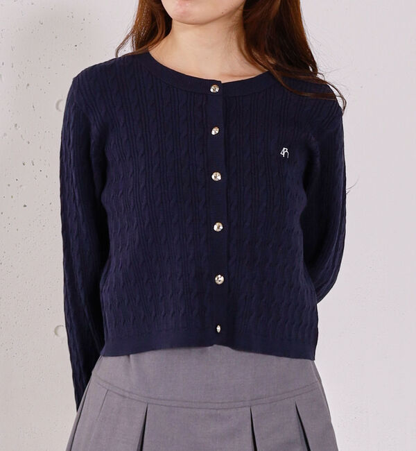 archives「ロゴ刺繍ニットカーディガン」|カーディガン|NAVY