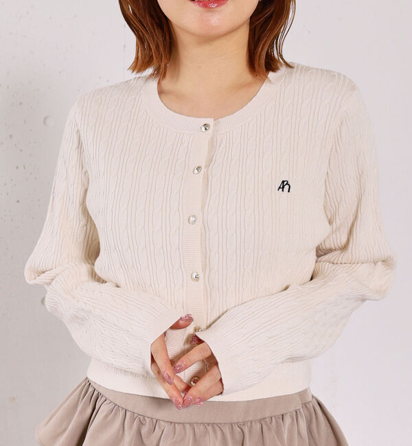 archives「ロゴ刺繍ニットカーディガン」|カーディガン|