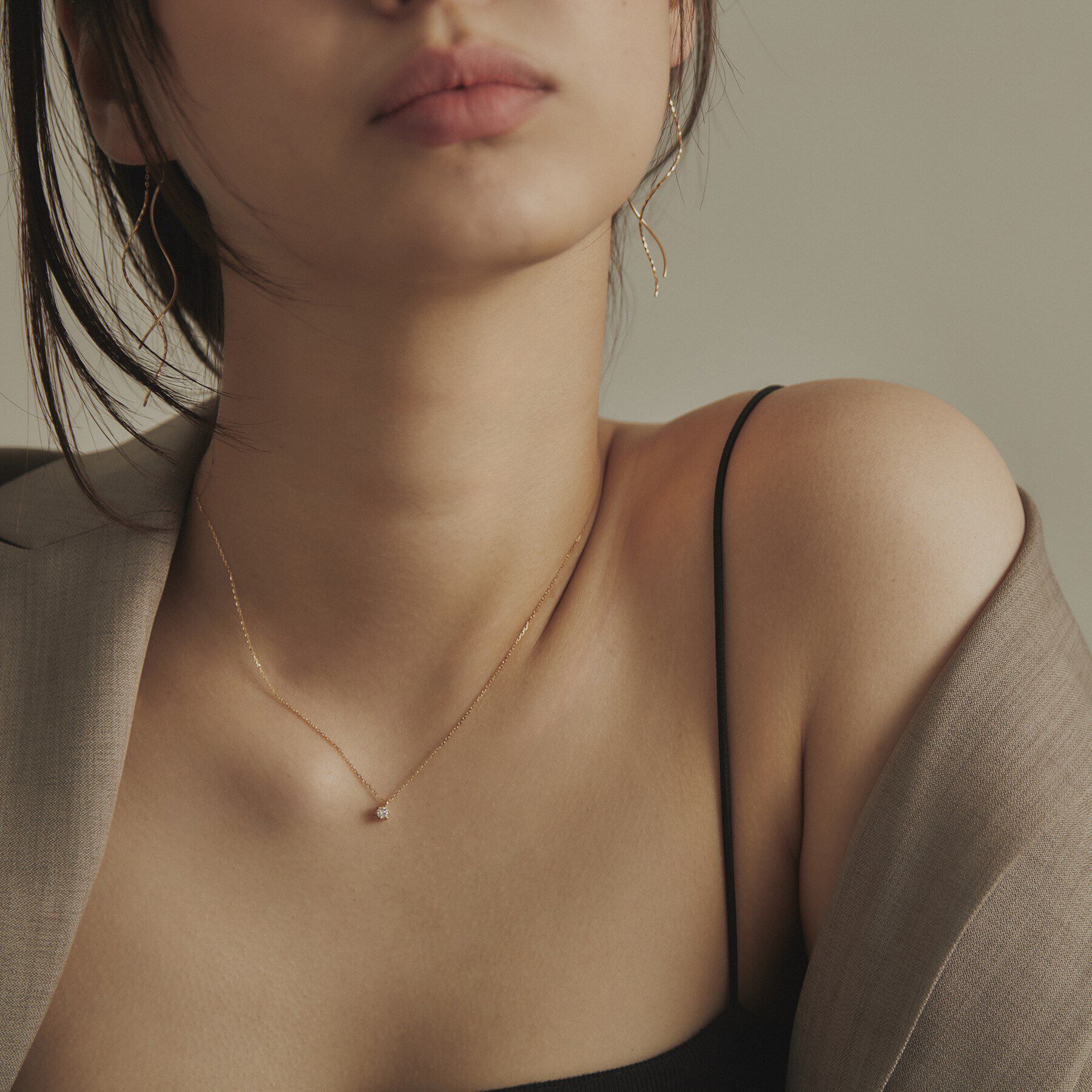 COCOSHNIK「K18ダイヤモンド 6本爪 ネックレス（大）」|ネックレス|