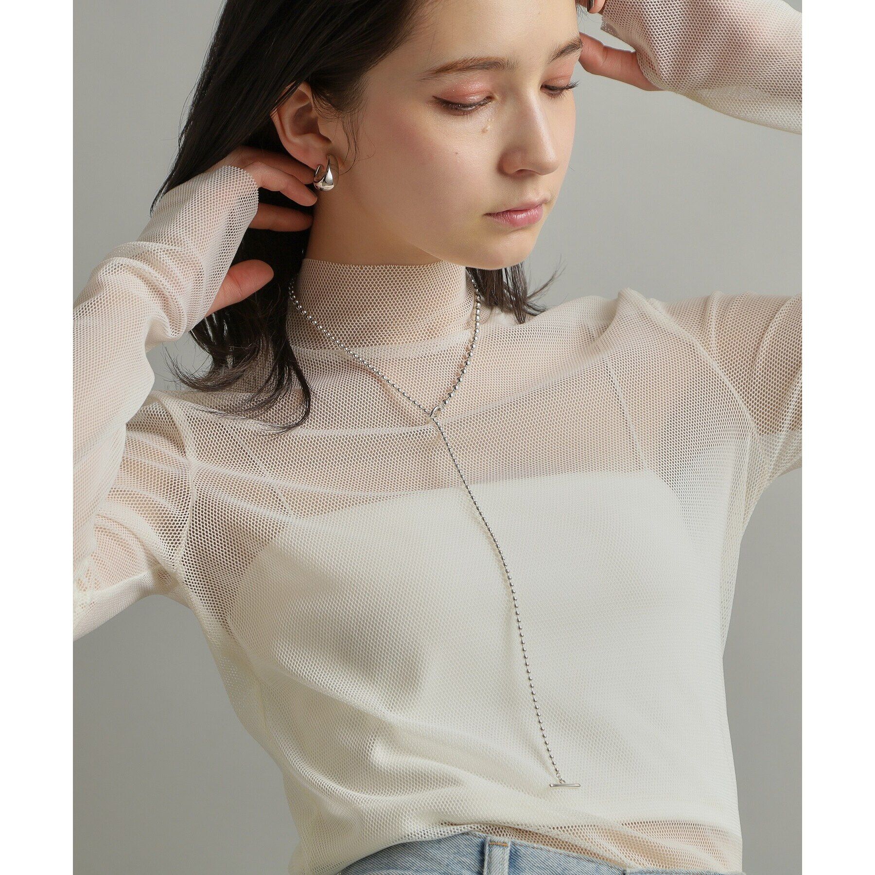 COCOSHNIK ONKITSCH「シルバー ホロウフープ ドロップピアス」|ピアス|