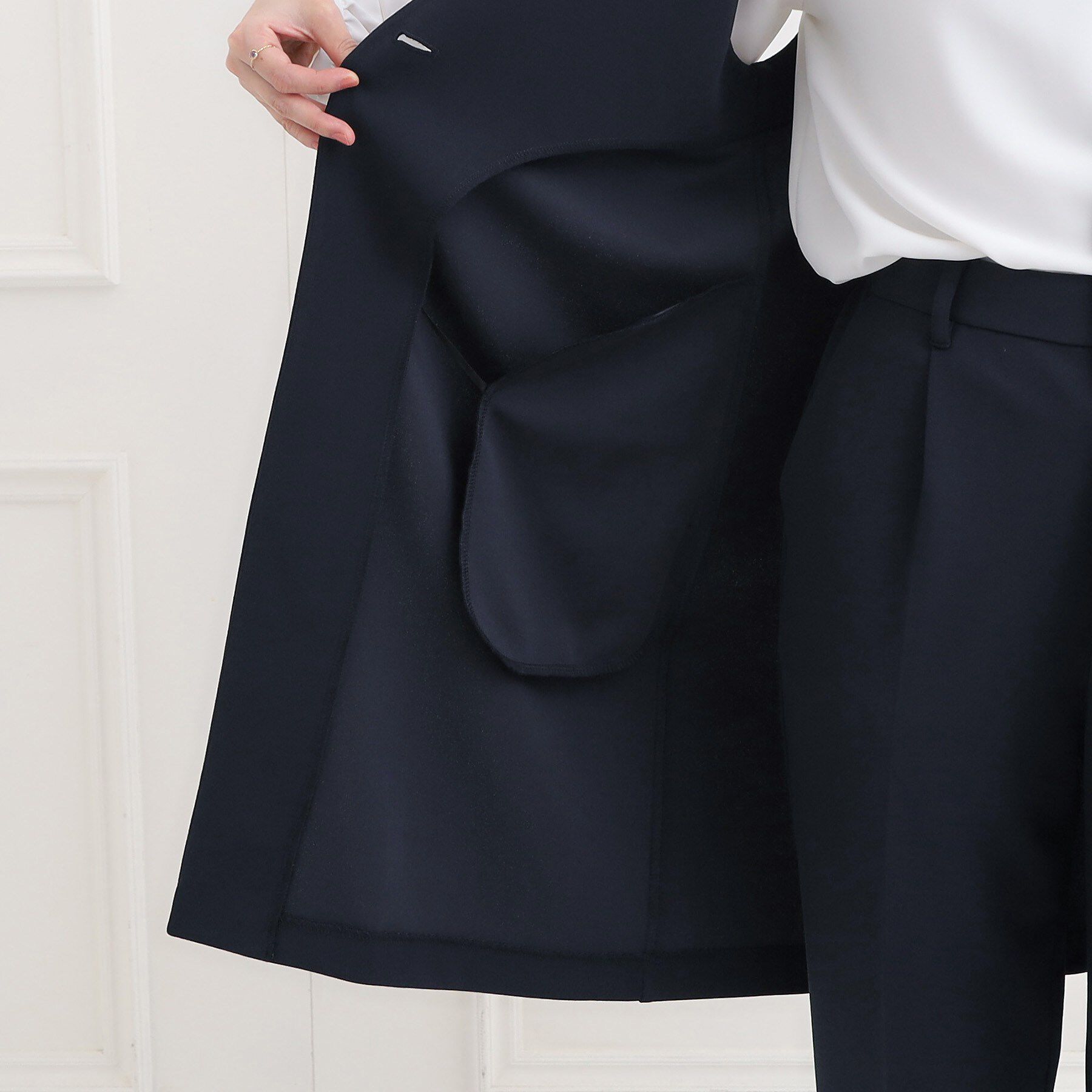 SHOO･LA･RUE「【洗濯機可/セットアップ可/S-3L】きちんと楽に。カットジョーゼット ロングジレ」|ベスト・ジレ|