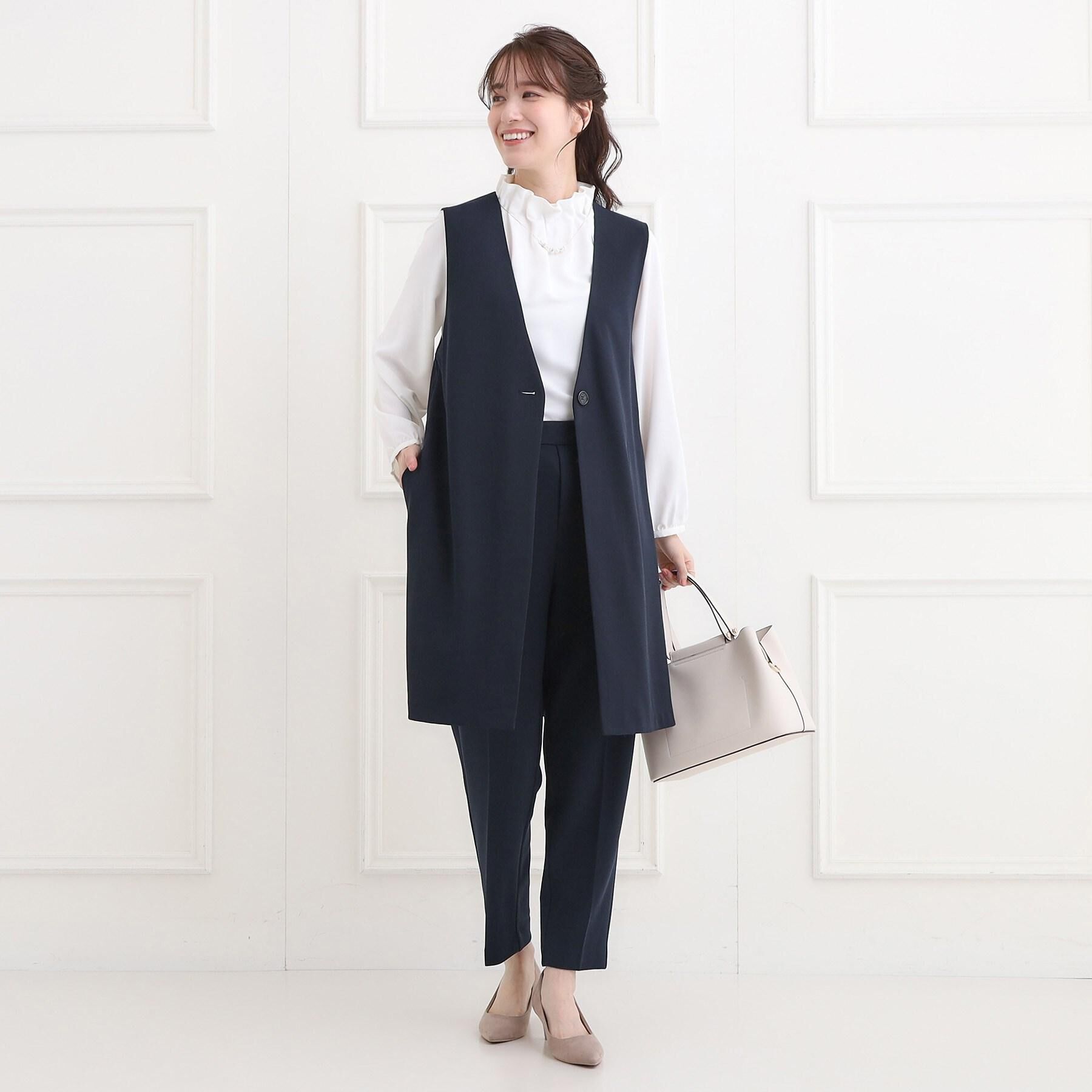 SHOO･LA･RUE「【洗濯機可/セットアップ可/S-3L】きちんと楽に。カットジョーゼット テーパードパンツ」|その他|