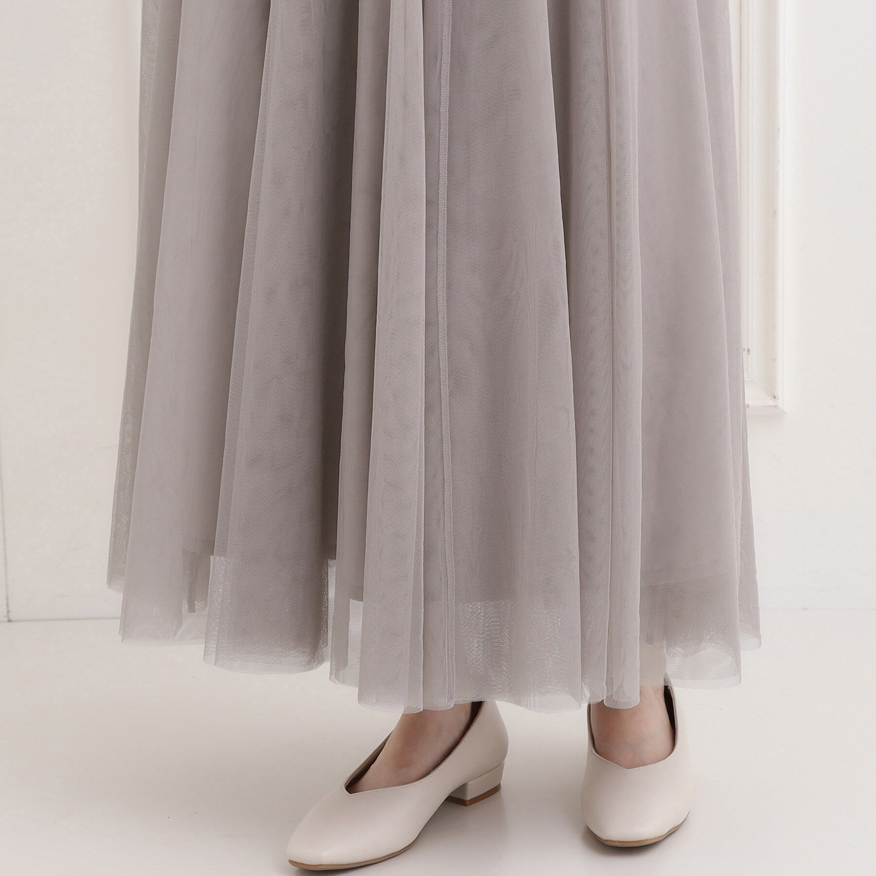 SHOO･LA･RUE「【洗濯機可】セレモニーからデイリーまで ふんわり軽やか チュールギャザースカート」|スカート|