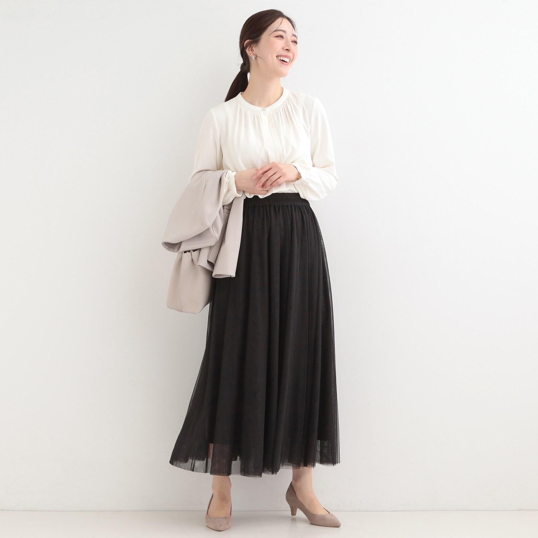 SHOO･LA･RUE「【洗濯機可】セレモニーからデイリーまで ふんわり軽やか チュールギャザースカート」|スカート|