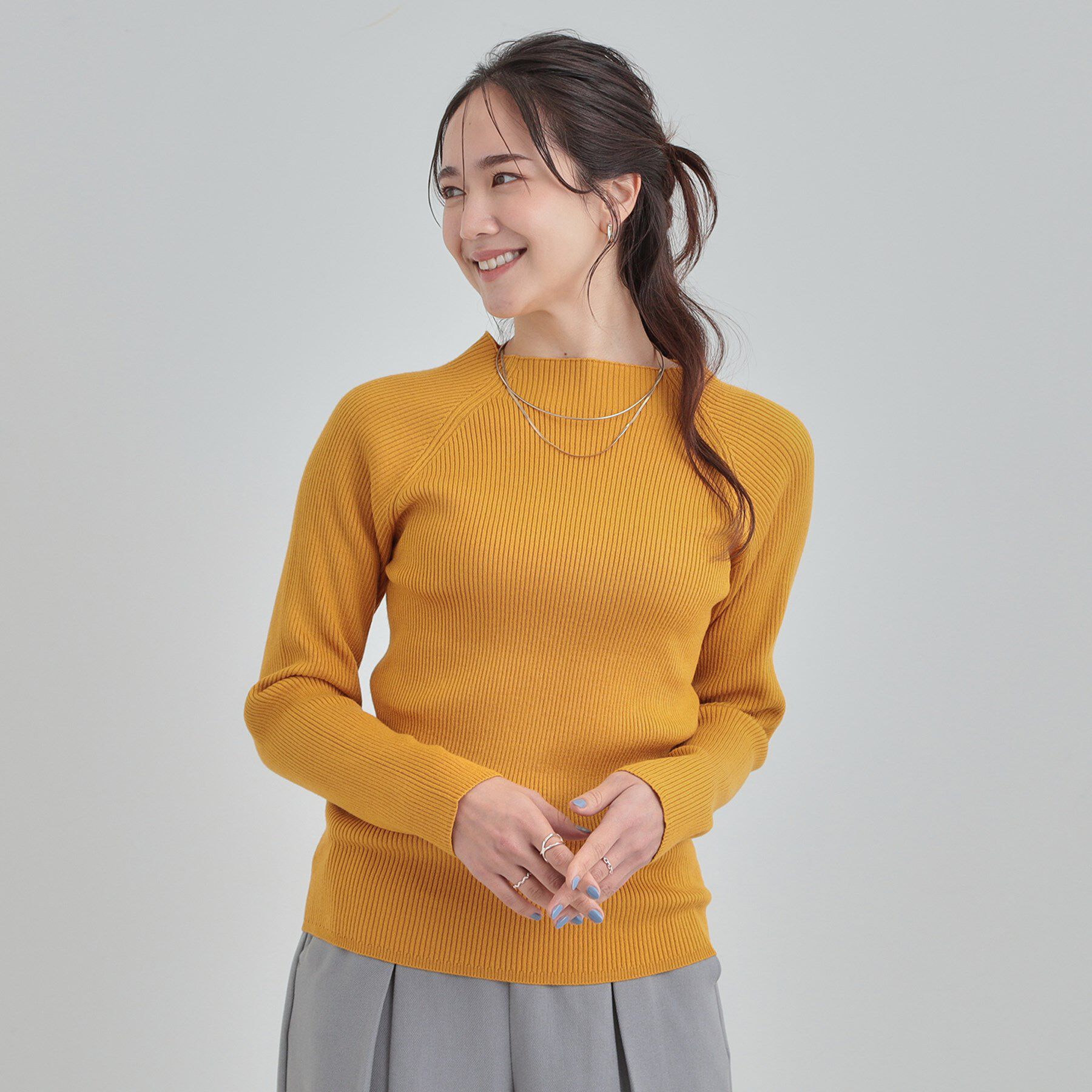 SHOO･LA･RUE「【絶妙なゆるピタ/洗濯機可】ちくちくしにくい リブハイネックやわらかニット」|ニット・セーター|