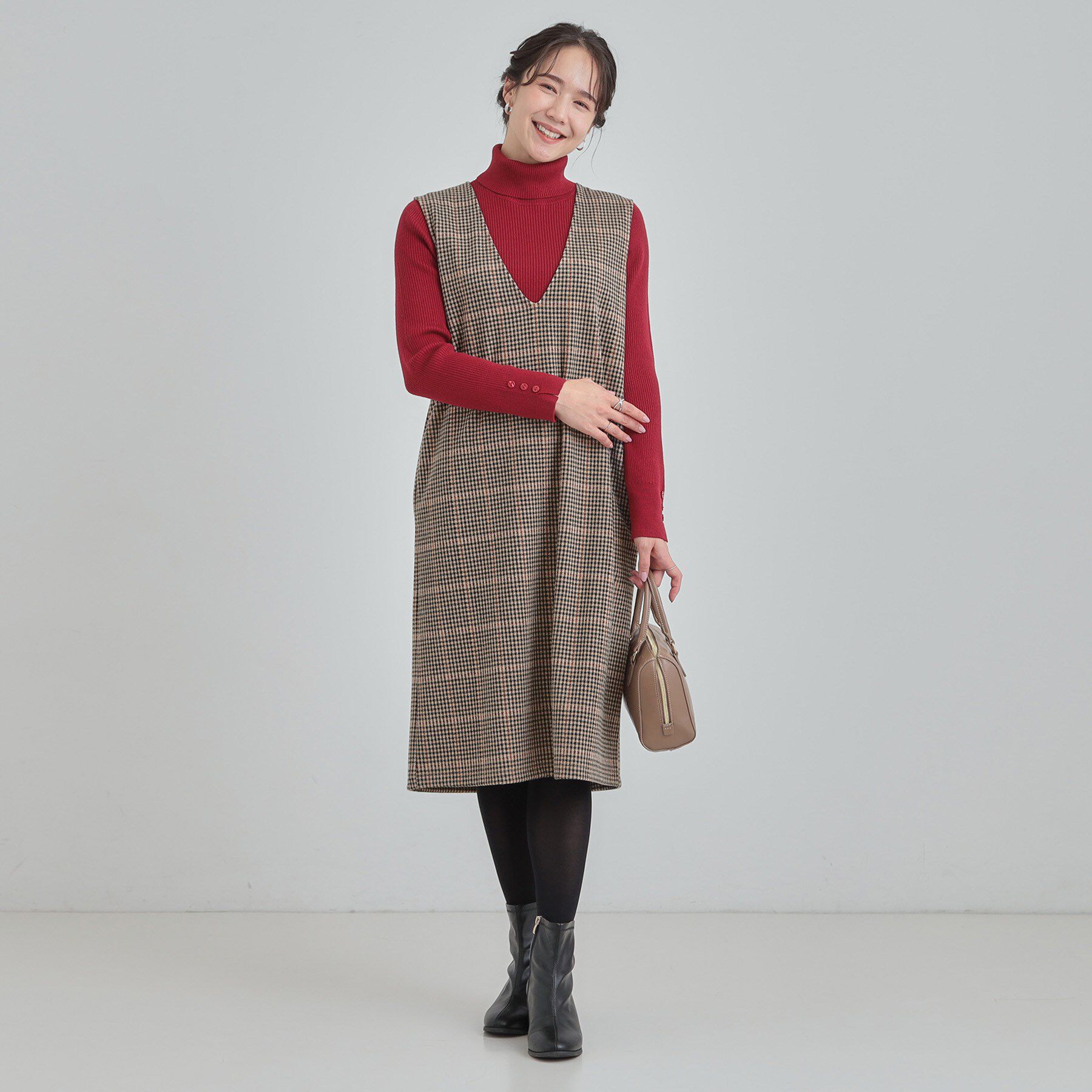 SHOO･LA･RUE「【2点セット/洗濯機可】時短でコーデが決まる ジャンドレ+リブインナー」|ワンピース|