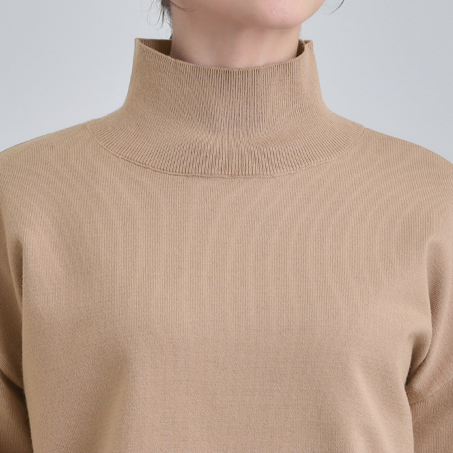 SHOO･LA･RUE「【2点セット/S-LL】時短で決まる もちもちハイネックニット+裾シャツインナー」|ニット・セーター|