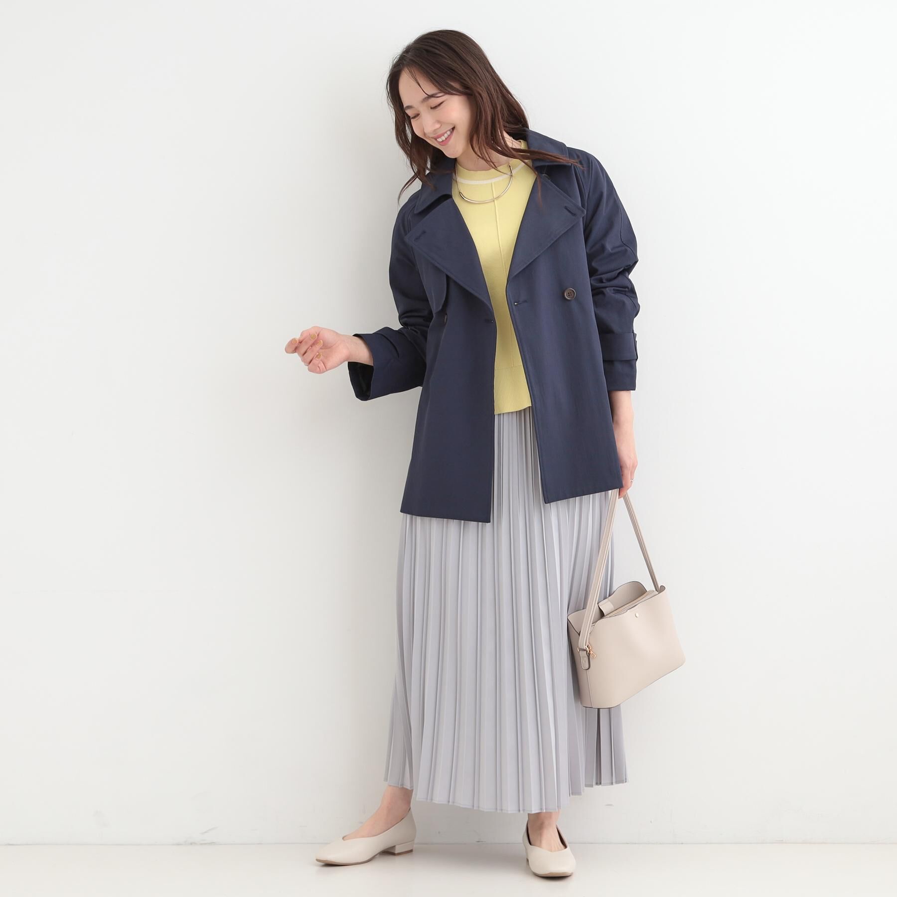 SHOO･LA･RUE「【S-LL/撥水】通勤やお出かけにも活躍 ミドルトレンチコート」|トレンチコート|