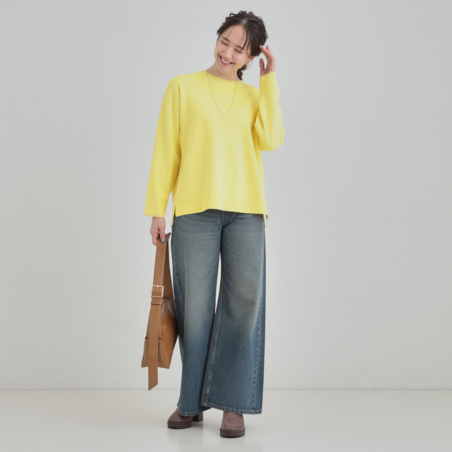 SHOO･LA･RUE「【洗濯機可/セットアップ可/毛玉になりにくい】さりげないラメ使いで差をつける クルーネックニット」|ニット・セーター|