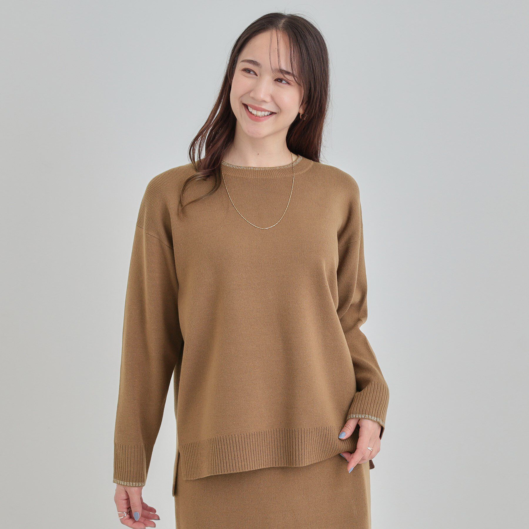 SHOO･LA･RUE「【洗濯機可/セットアップ可/毛玉になりにくい】さりげないラメ使いで差をつける クルーネックニット」|ニット・セーター|