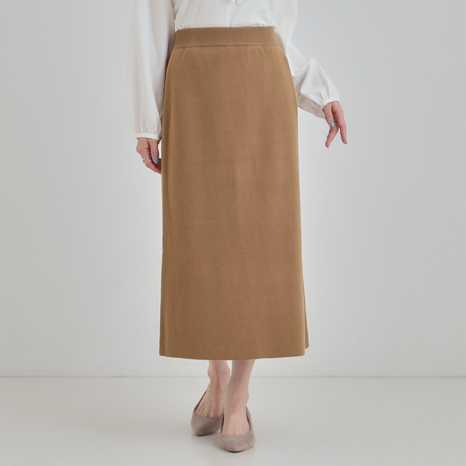 SHOO･LA･RUE「【洗濯機可/セットアップ可/毛玉になりにくい】心地よく穿ける ニットナロースカート」|スカート|