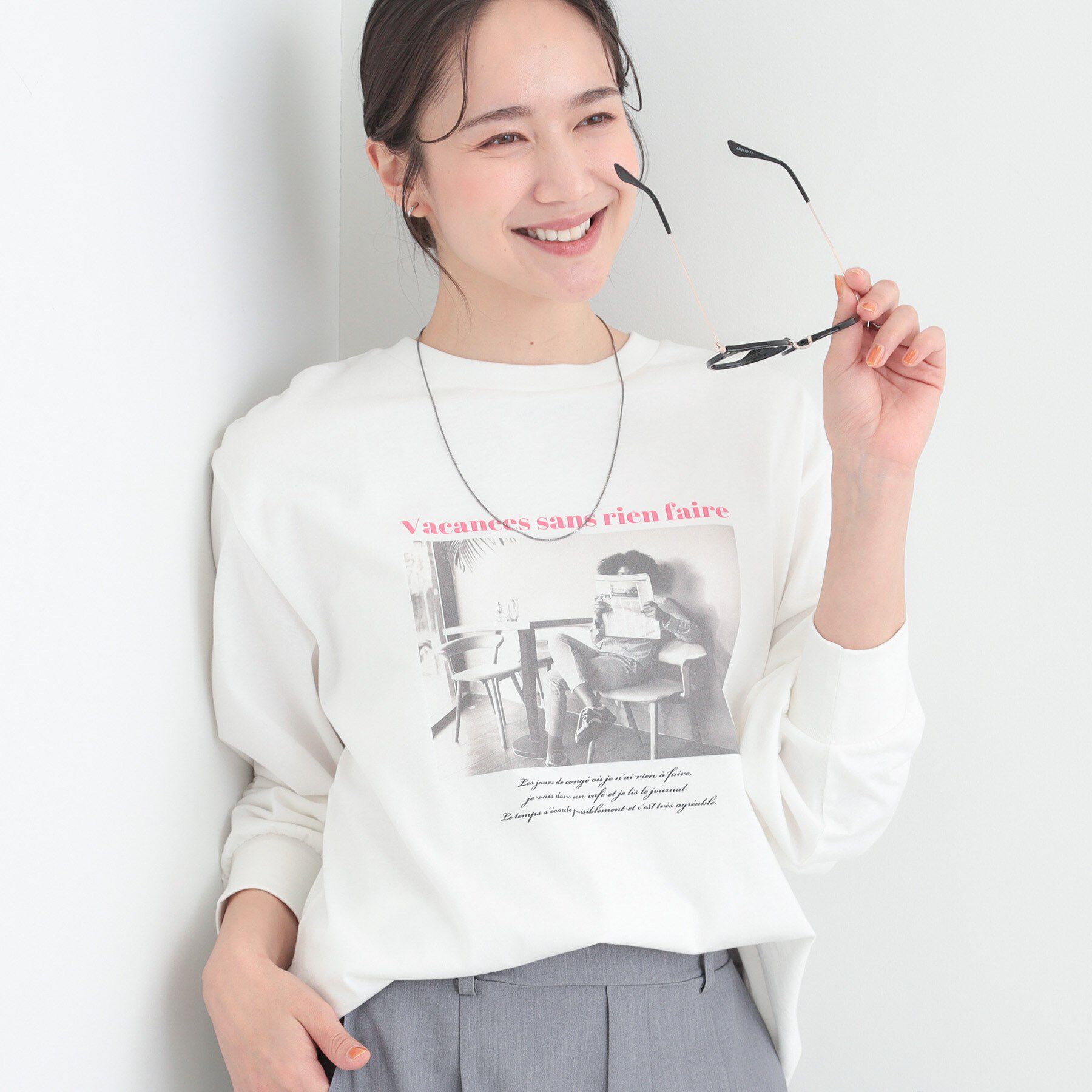 SHOO･LA･RUE「【綿100％/S-LL/プチプラ】選べる3柄 プリントアソートロンT」|Tシャツ・カットソー|ホワイト(101)