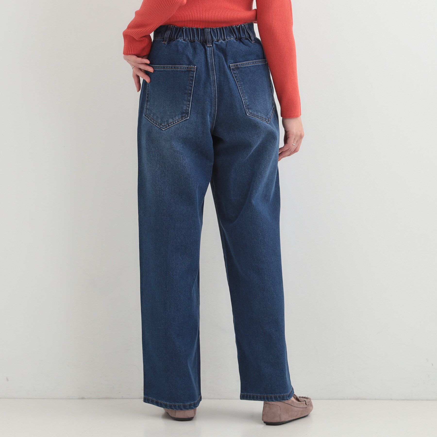 SHOO･LA･RUE「【S-LL】脚のラインを拾いにくい デニムワイドパンツ」|デニム|