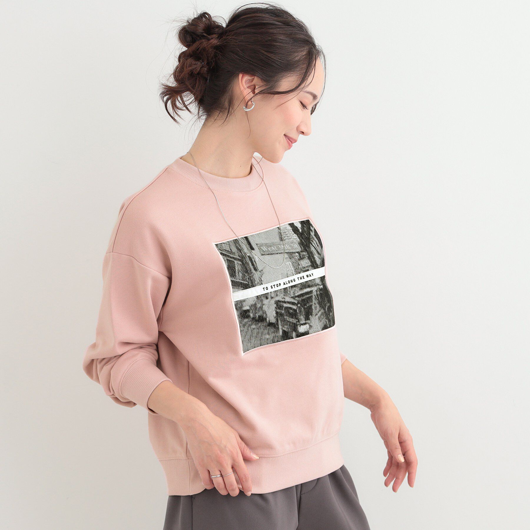 SHOO･LA･RUE「【S-LL】カジュアルすぎない大人のフォト刺繍裏毛スウェット」|パーカー|