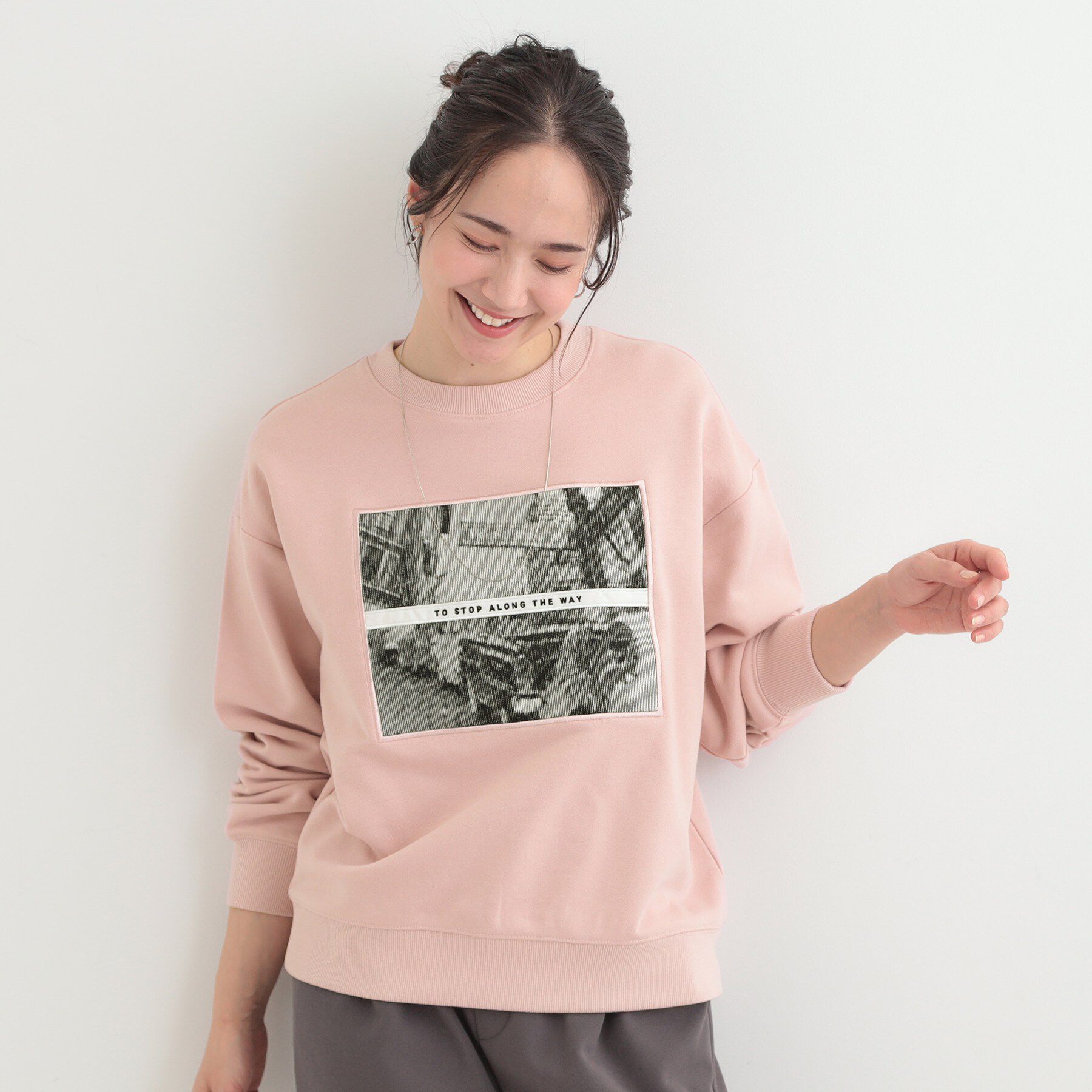 SHOO･LA･RUE「【S-LL】カジュアルすぎない大人のフォト刺繍裏毛スウェット」|パーカー|