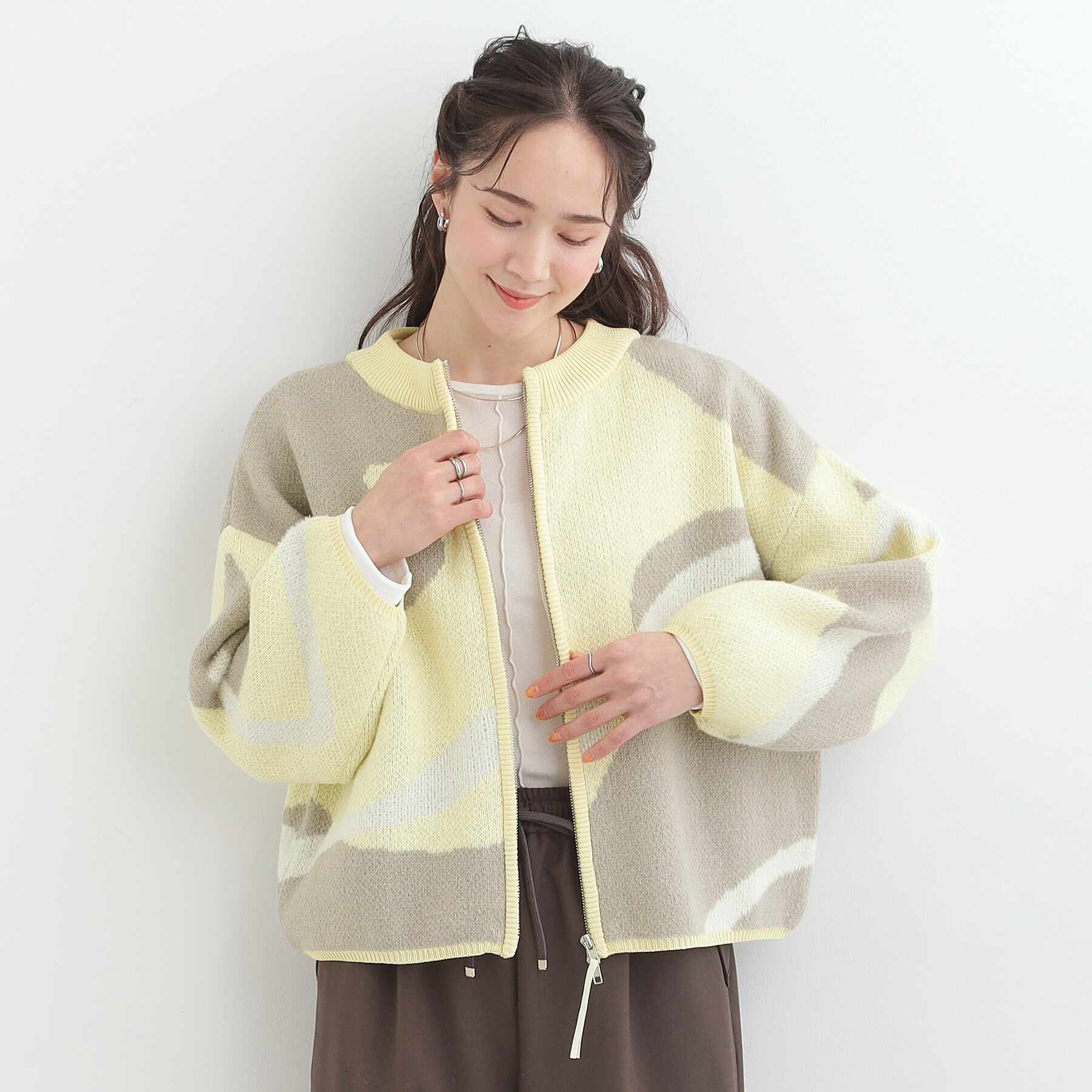 SHOO･LA･RUE「【選べる4柄】ダブルZIPで着こなし色々 柄カーディガン」|カーディガン|