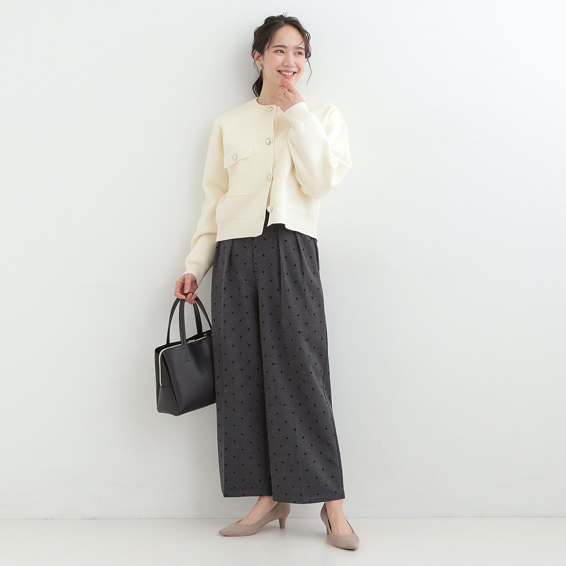 SHOO･LA･RUE「【S-LL】きれい見えも叶う フロッキードットワイドパンツ」|その他|