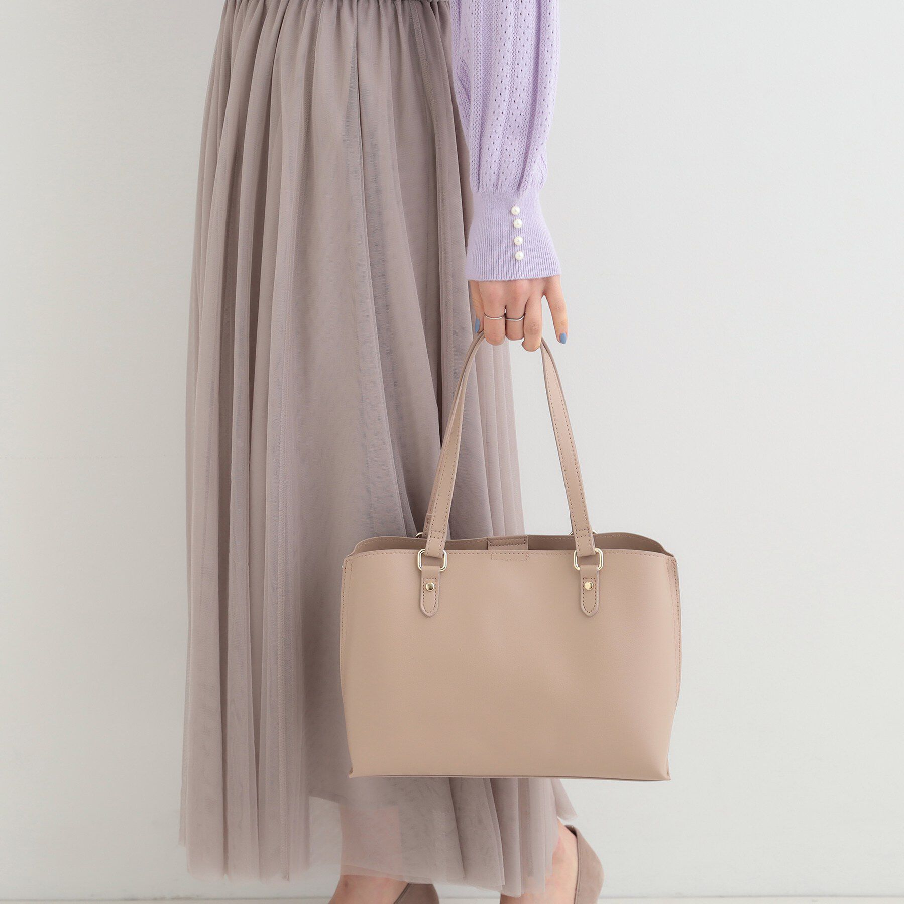 SHOO･LA･RUE「【2WAY】さりげないサイド配色がポイント きれいめトートバッグ」|トートバッグ|