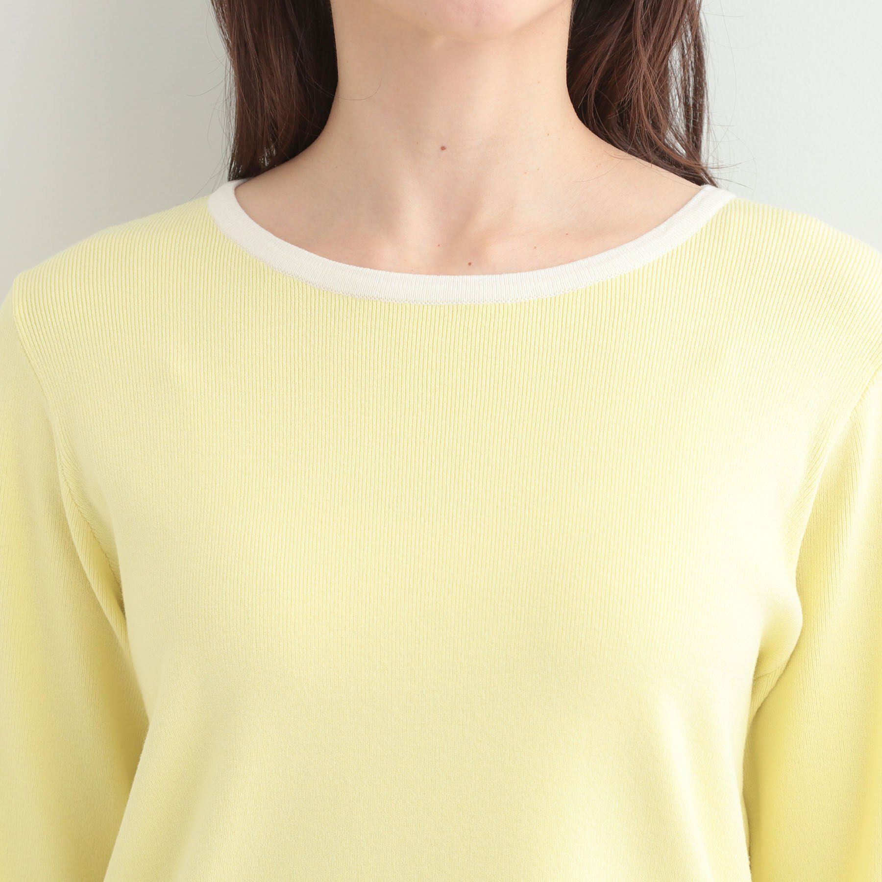 SHOO･LA･RUE「【洗濯機可/S-LL/アンサンブル可】すっきりと好印象 配色クルーネックニット」|ニット・セーター|