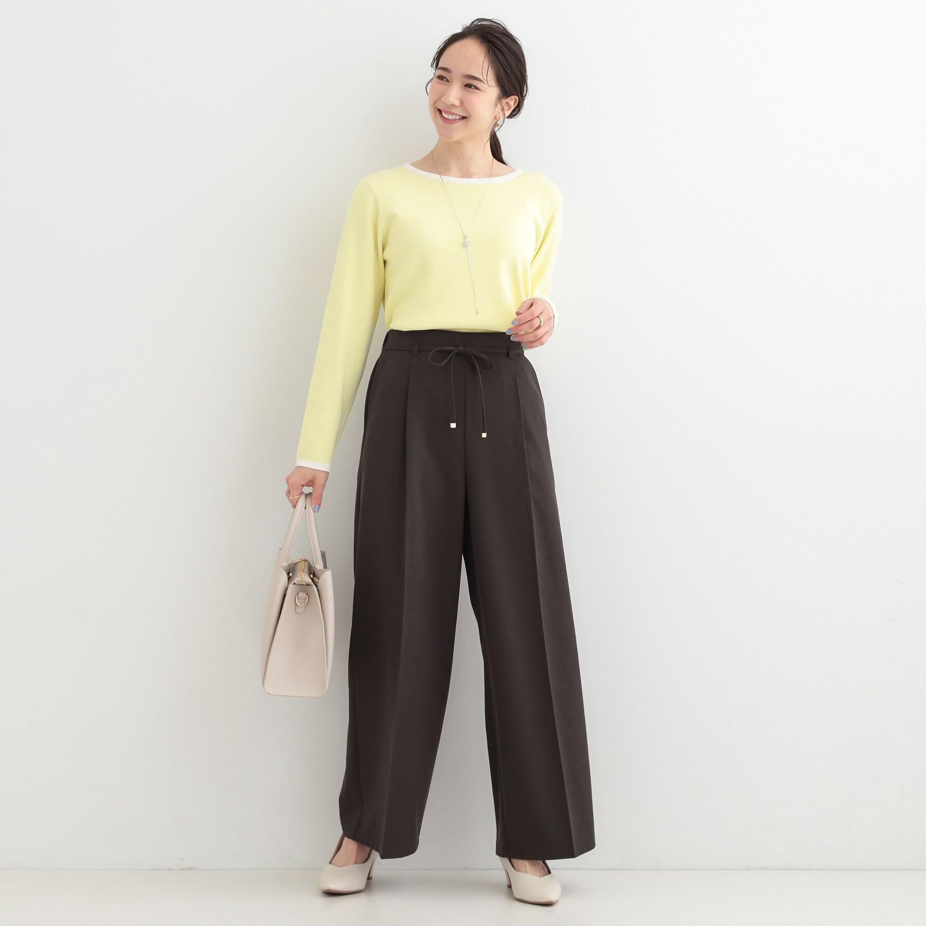 SHOO･LA･RUE「【洗濯機可/S-LL/アンサンブル可】すっきりと好印象 配色クルーネックニット」|ニット・セーター|