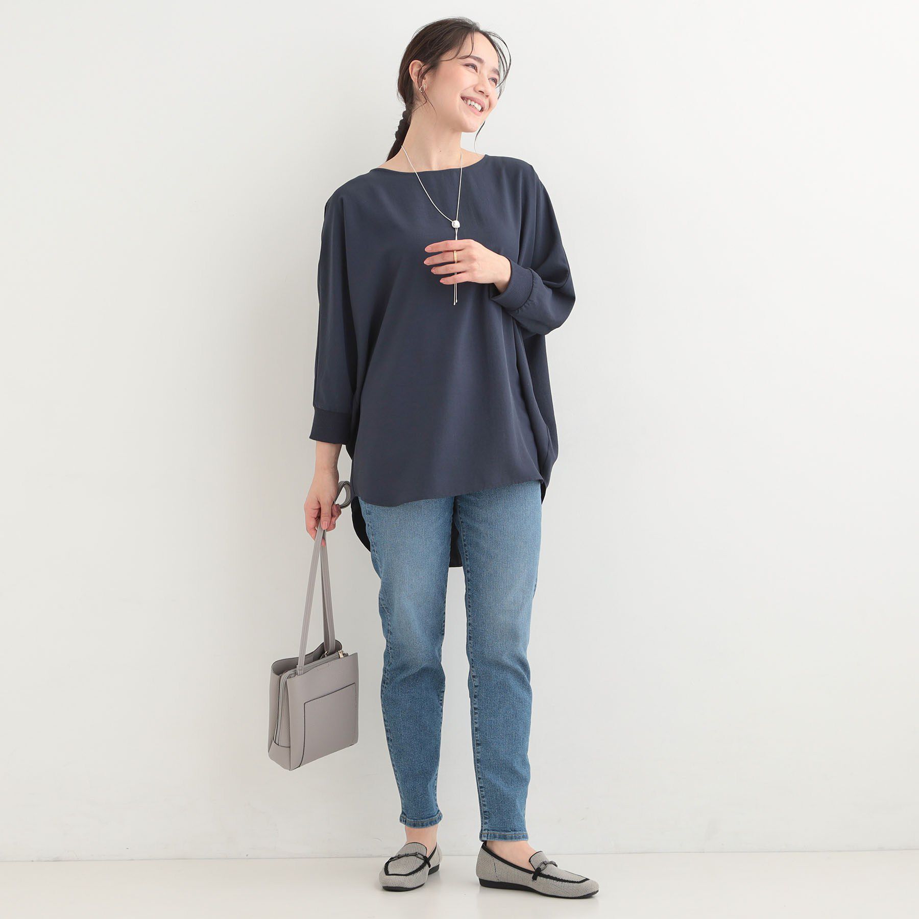 SHOO･LA･RUE「【着丈選べる/体型カバー/洗濯機可】さらさらとろん ドルマンブラウス」|シャツ・ブラウス|