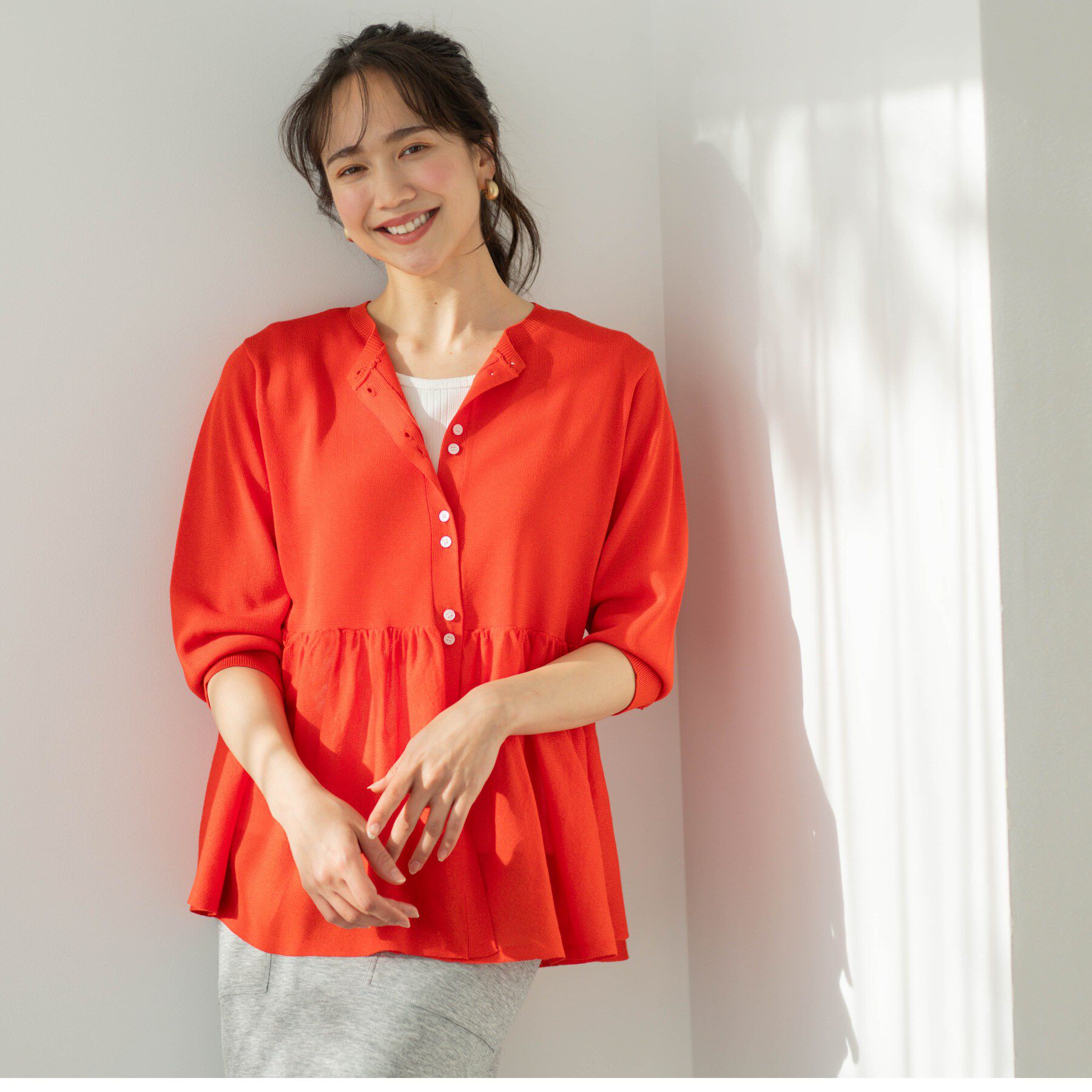 SHOO･LA･RUE「七分袖ペプラムニットカーディガン」|カーディガン|