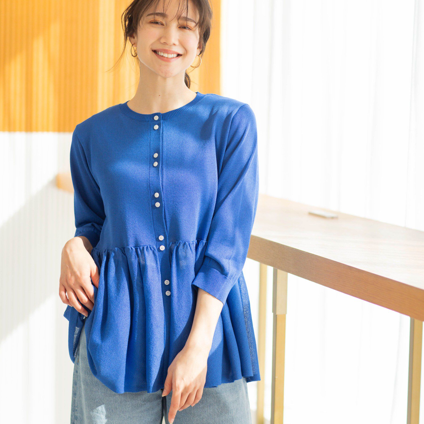 SHOO･LA･RUE「七分袖ペプラムニットカーディガン」|カーディガン|