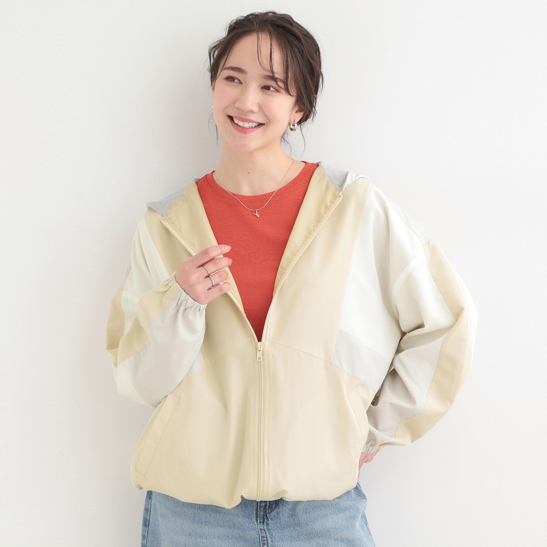 SHOO･LA･RUE「【S-LL】大人スポーティ　配色フードブルゾン」|ブルゾン・スタジャン|