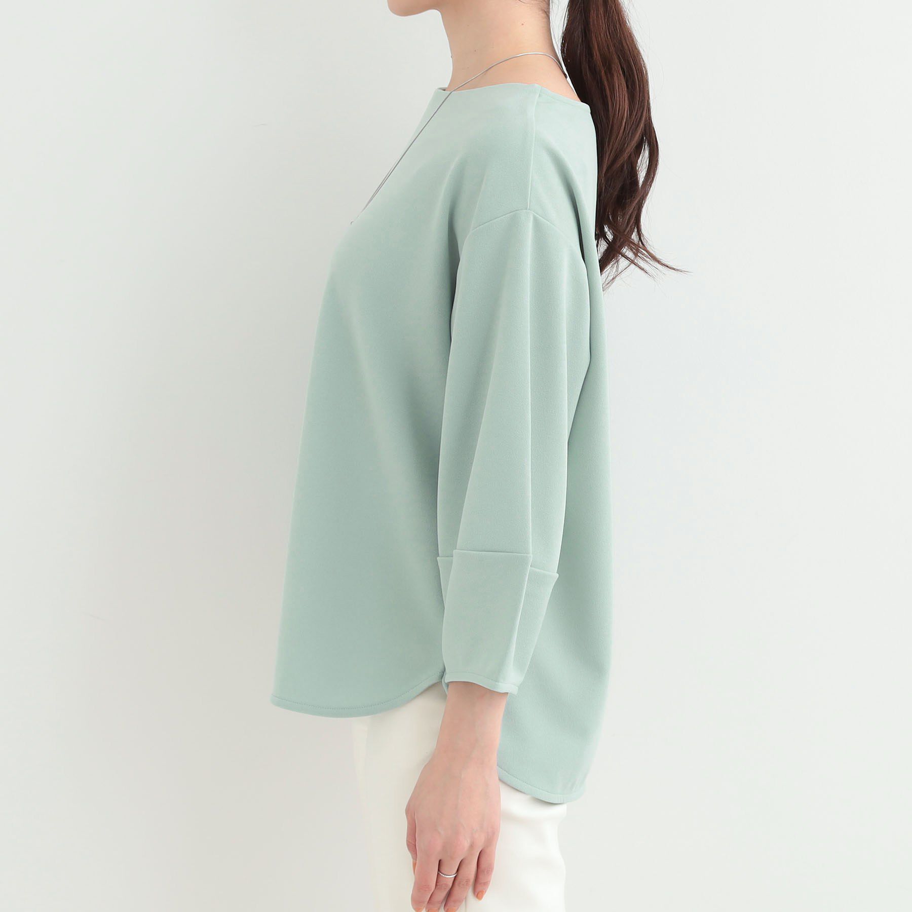 SHOO･LA･RUE「【2点セット/7分袖/S-LL】ランタンスリーブで女性らしい インせず着られる ネックレス付きブラウ」|シャツ・ブラウス|