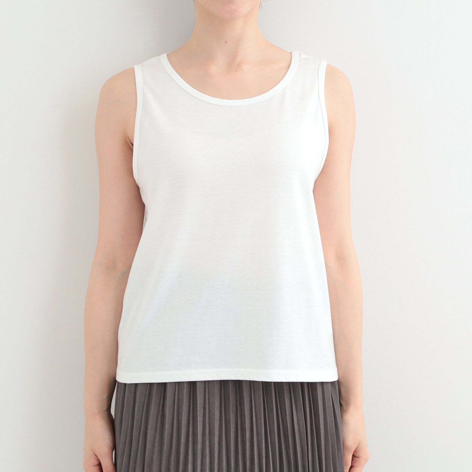 SHOO･LA･RUE「【2点セット/洗濯機可/S-LL】透かし編み柄で高級感　タンク付きドルマンニット」|その他|