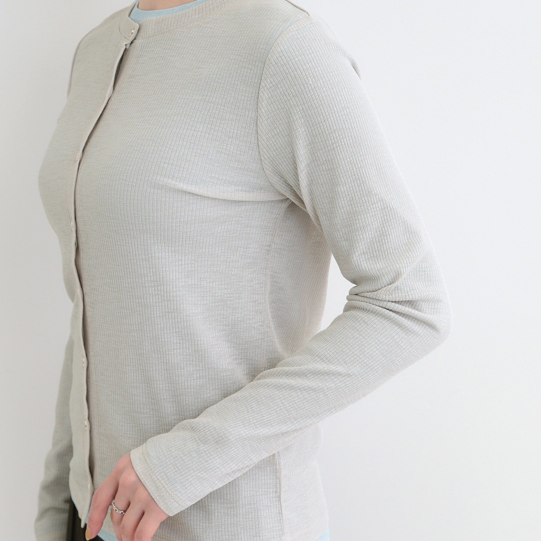 SHOO･LA･RUE「【2点セット/洗濯機可/S-LL】こなれ感あるレイヤードスタイルが即完成 シアーカーディガン+ロンT」|その他|