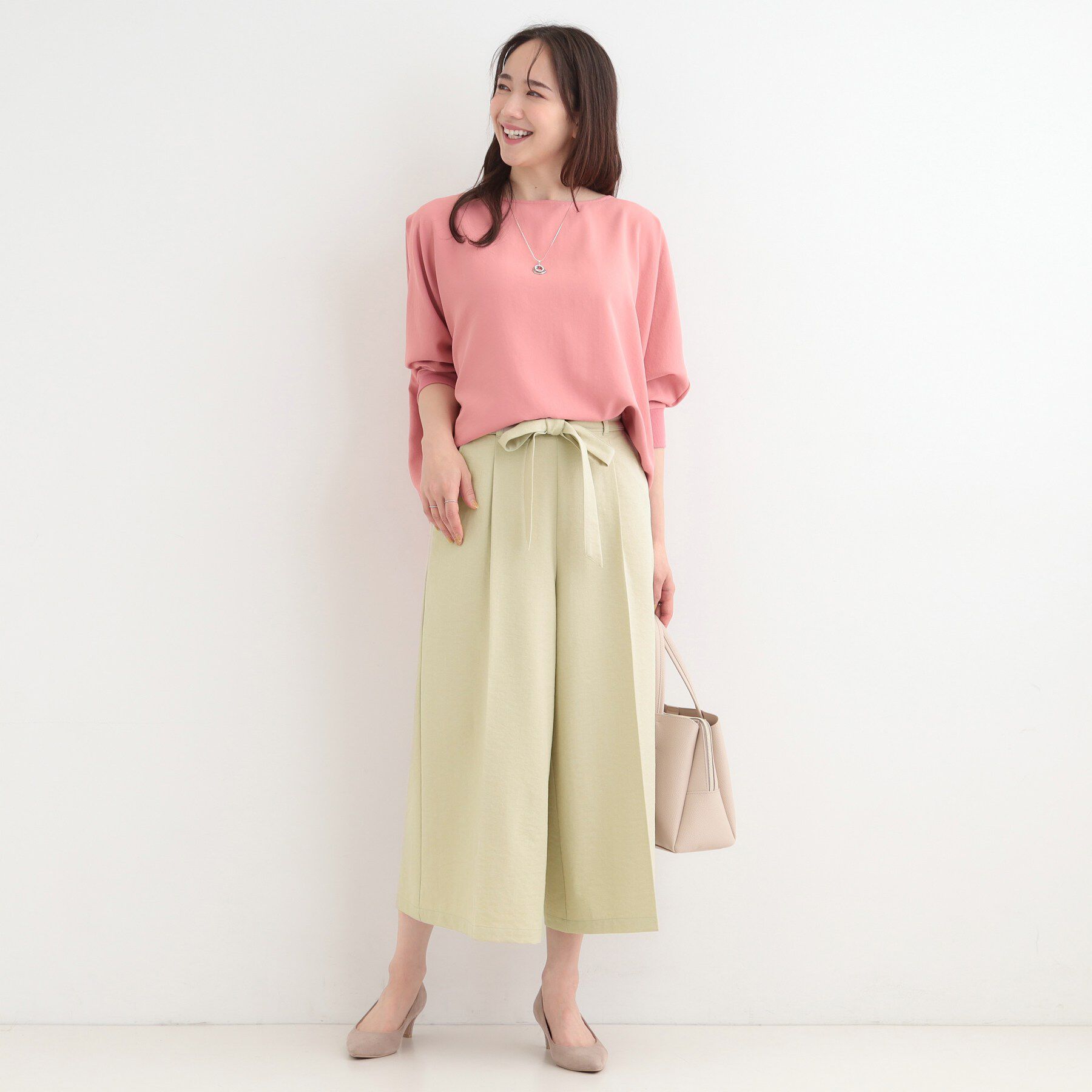 SHOO･LA･RUE「【洗濯機可/S-LL】ハイウエストで美脚見え リボンワイドパンツ」|その他|