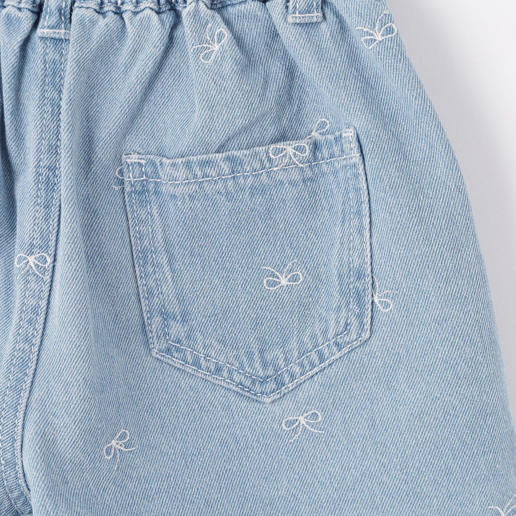SHOO･LA･RUE「【100-150cm】リボン刺繍デニムショートパンツ」|その他|