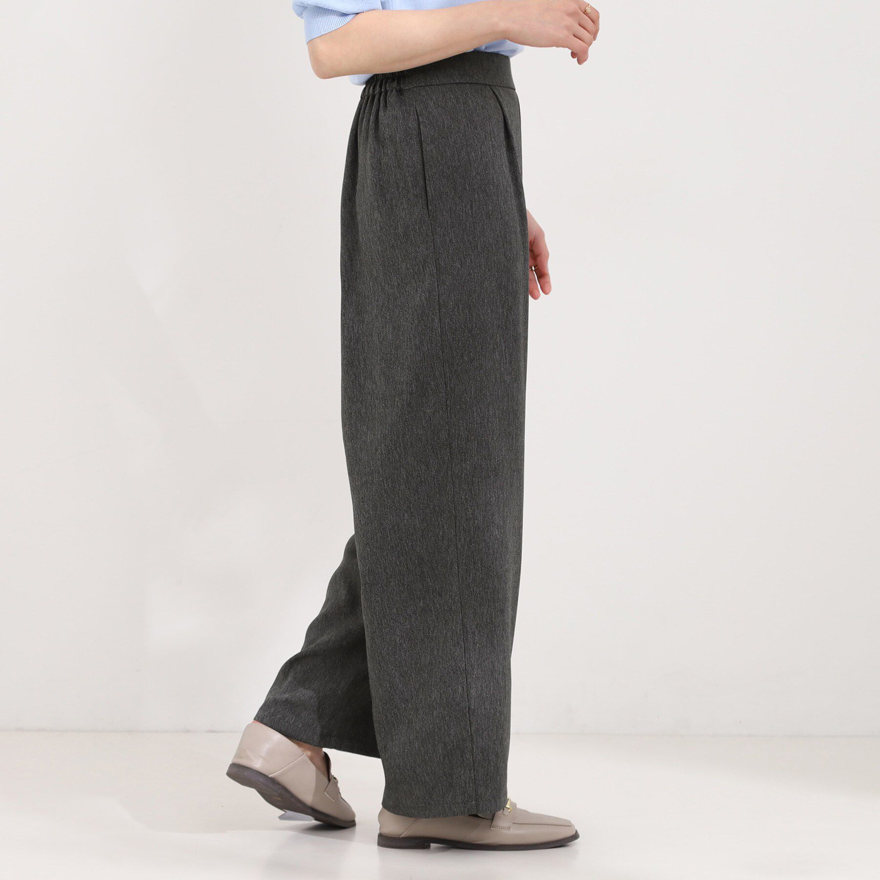 SHOO･LA･RUE「サイドボタンデニム風ワイドパンツ」|その他|