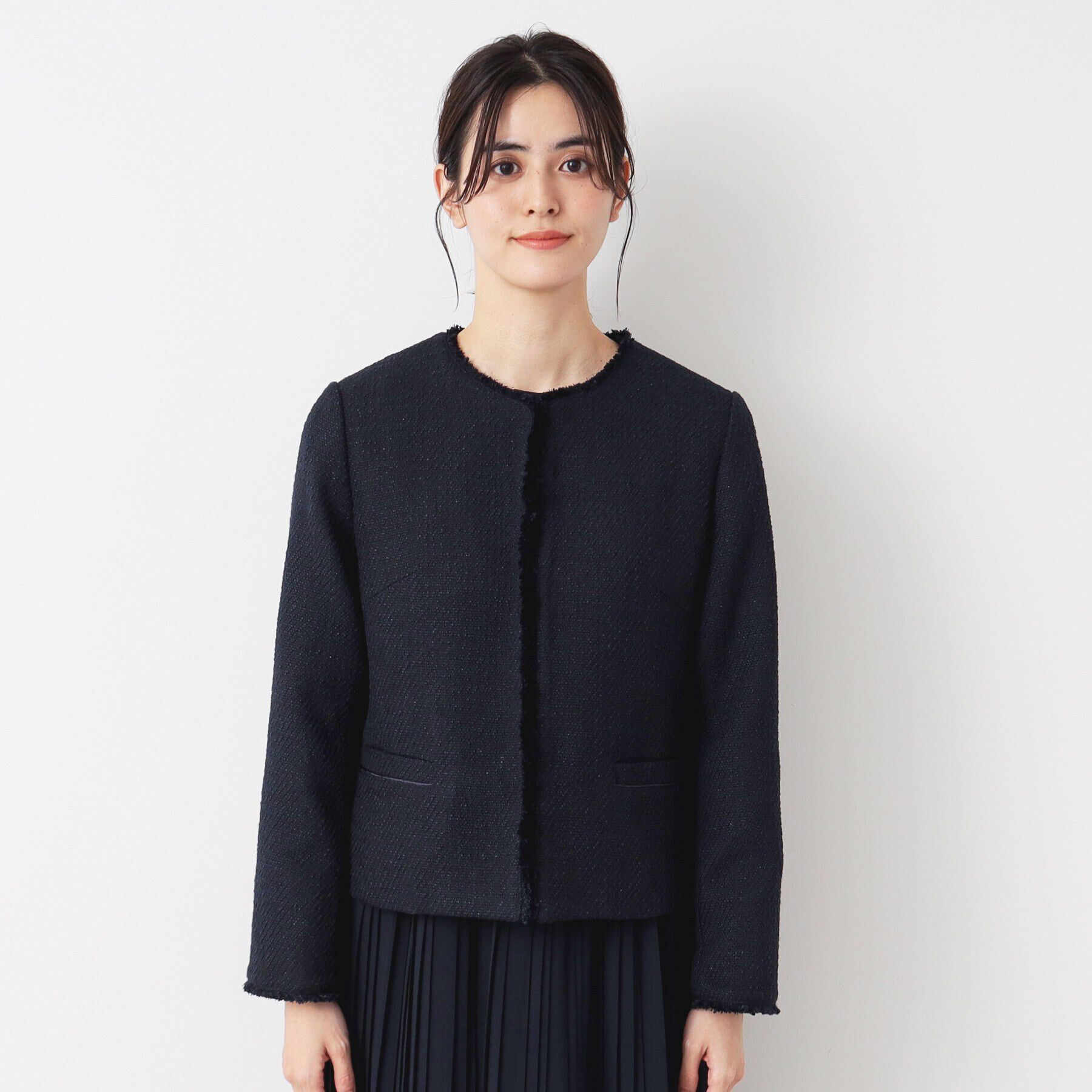 Dessin「【入卒/セレモニー】ツイードクルーネックジャケット」|ノーカラージャケット|
