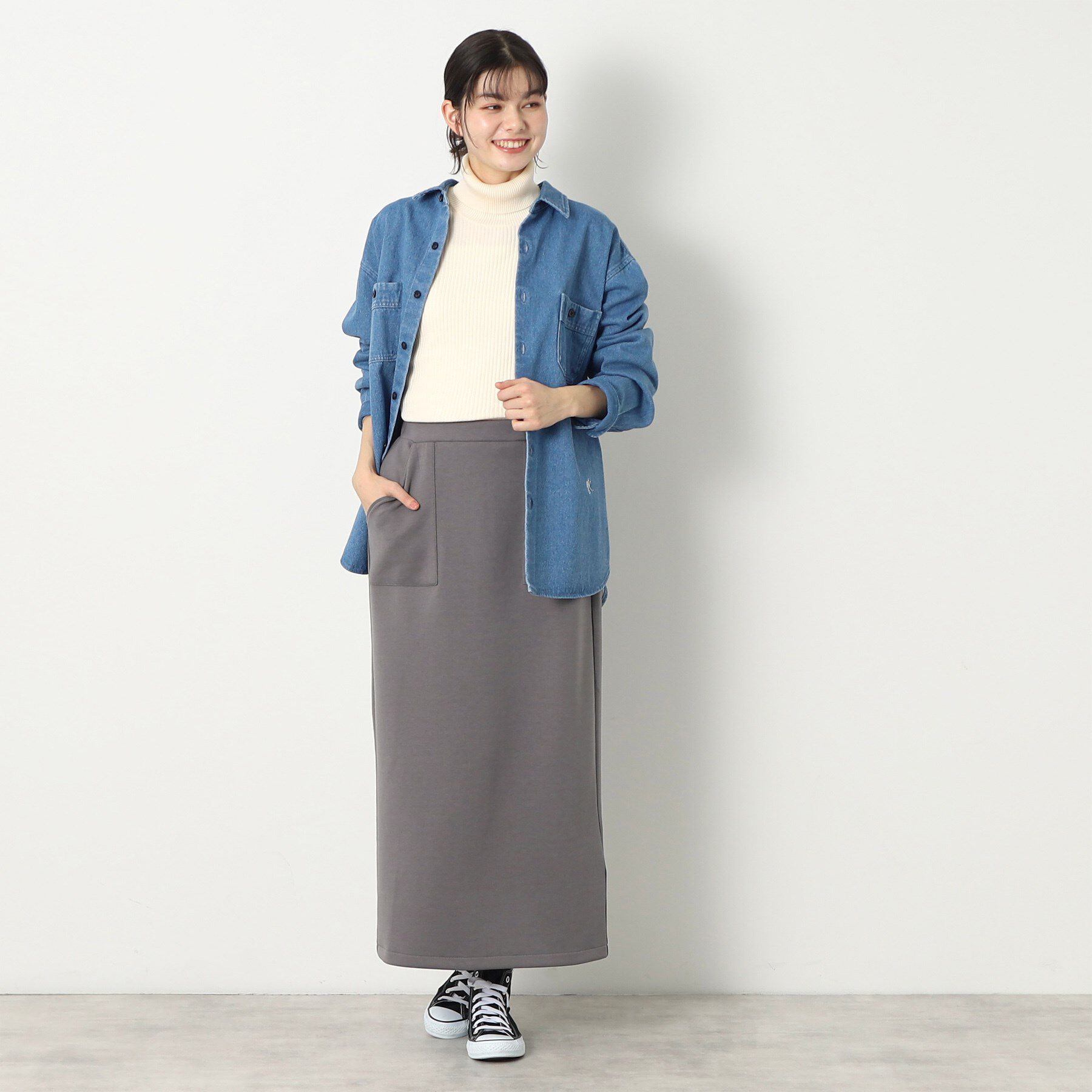 Dessin「【ウエストゴム・洗える】ダンボールジャージストレートスカート（XS～L）」|スカート|