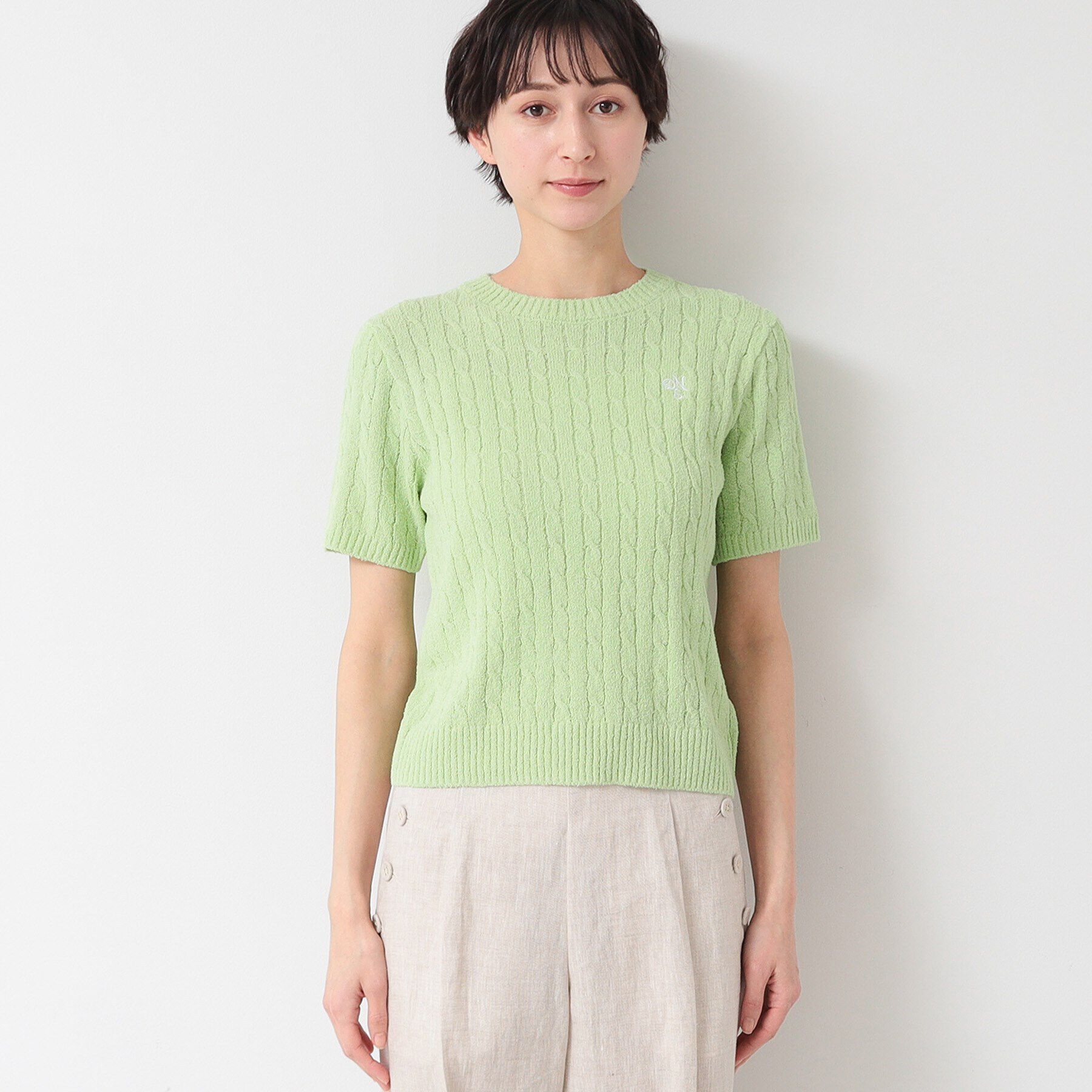 Dessin「【洗える】ケーブルクルーネックニット」|ニット・セーター|