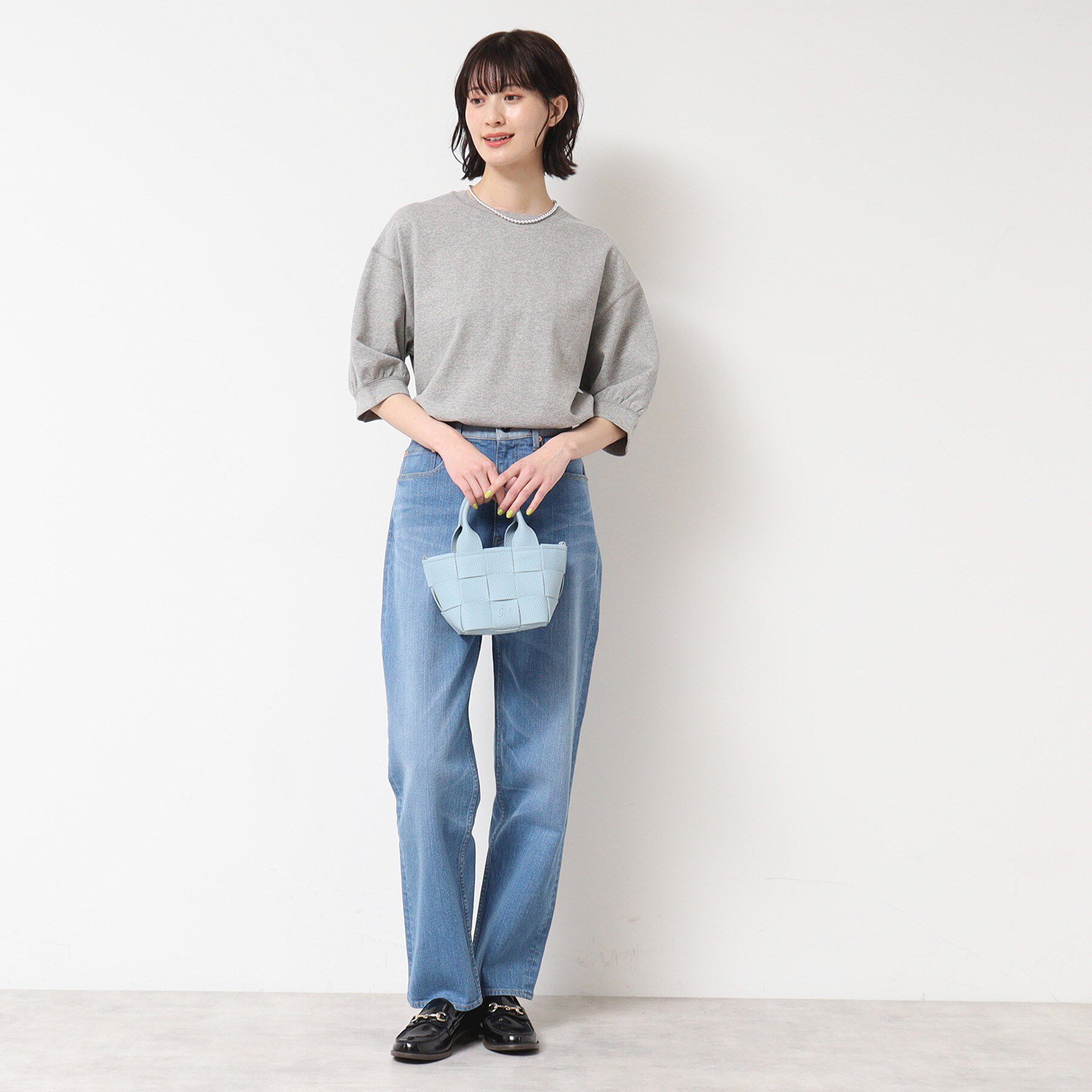 Dessin「【360度可愛い・洗える】バックヘンリーカットソー（5分袖/XS～L）」|Tシャツ・カットソー|