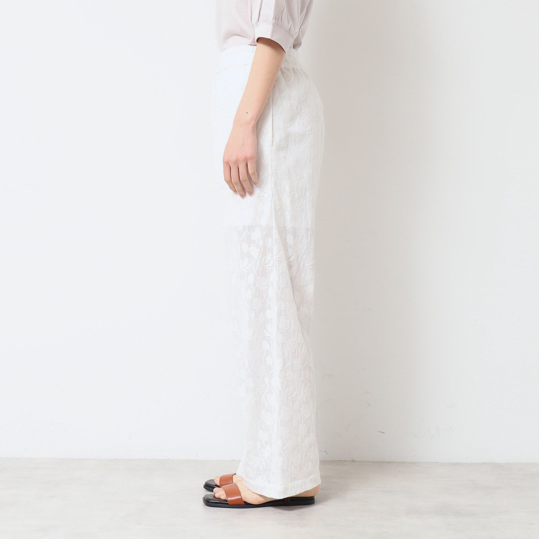 Dessin「【ウエストゴム・洗える】刺繍柄インドレースパンツ」|その他|