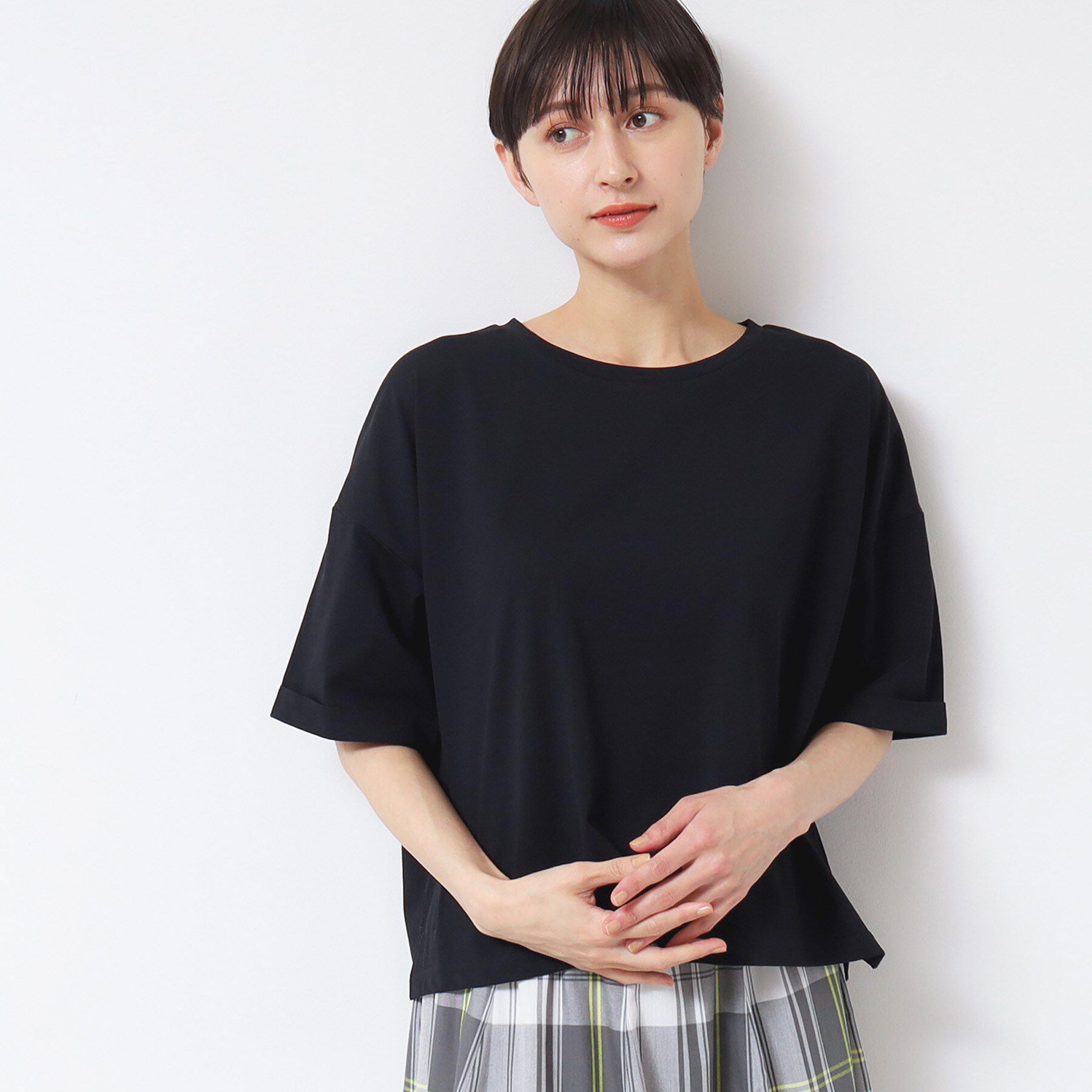 Dessin「【二の腕カバー/接触冷感/UV】ロールアップスリーブTシャツ（XS～L）」|Tシャツ・カットソー|