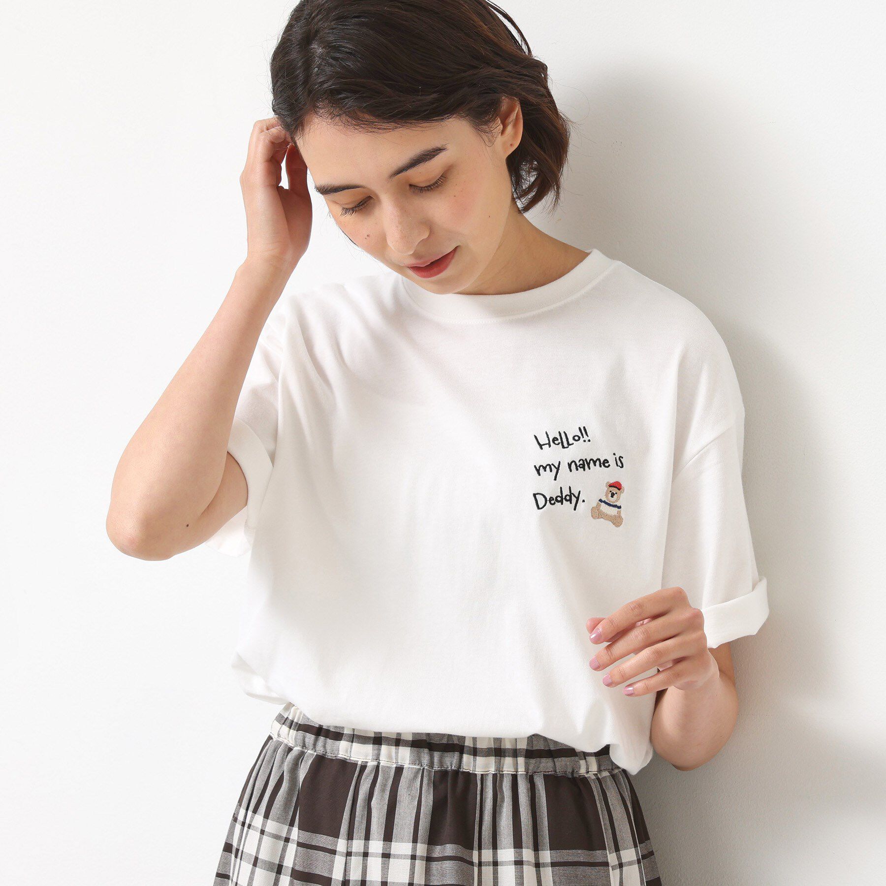 Dessin「【ユニセックス・洗える】Deddy刺繍入り オーガニックコットンTシャツ」|Tシャツ・カットソー|