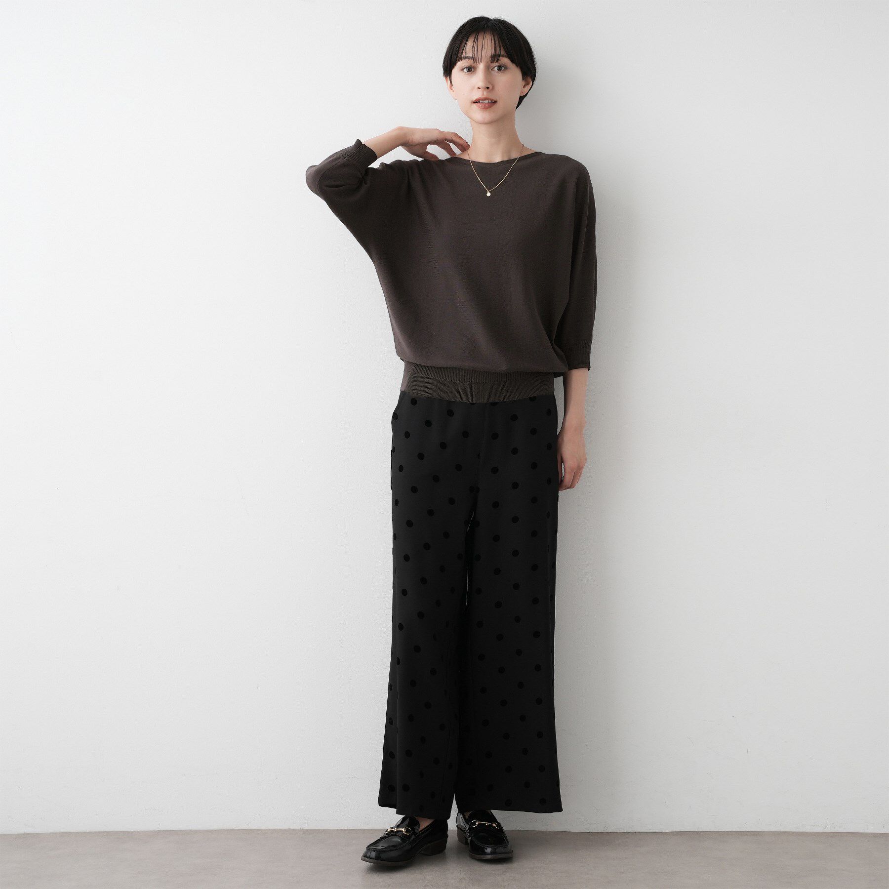 Dessin「【洗える】後ろボタンニットプルオーバー七分袖」|ニット・セーター|