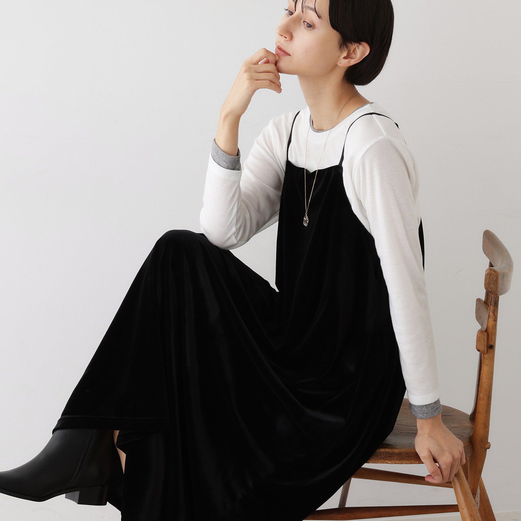 Dessin「【前後2WAY/洗える】ベロアワンピース」|ワンピース|ブラック(019)