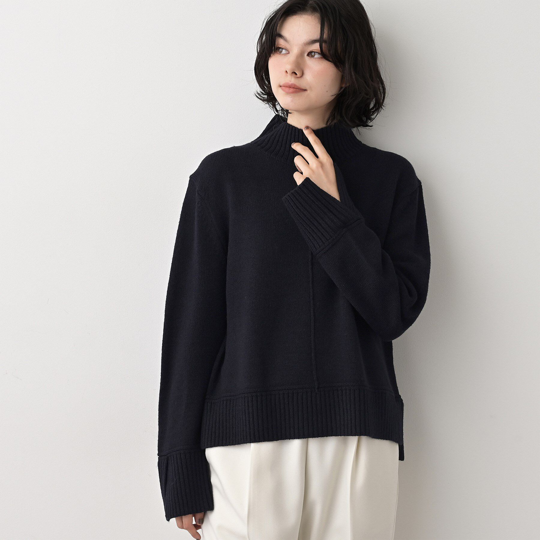 Dessin「【洗える】センタータックラインハイネックニット」|ニット・セーター|