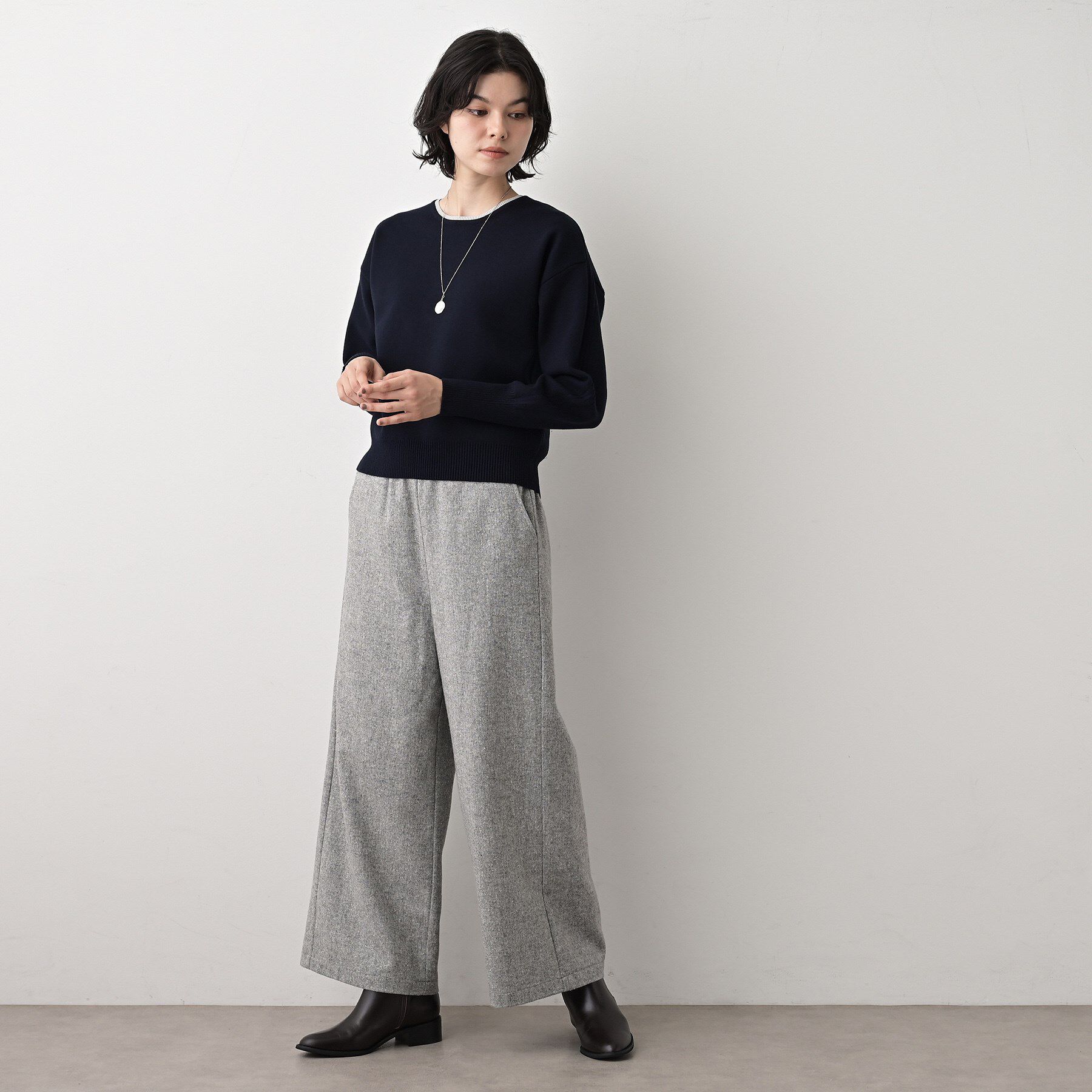 Dessin「【洗える】カシミヤブレンドスウェットライクニット」|ニット・セーター|