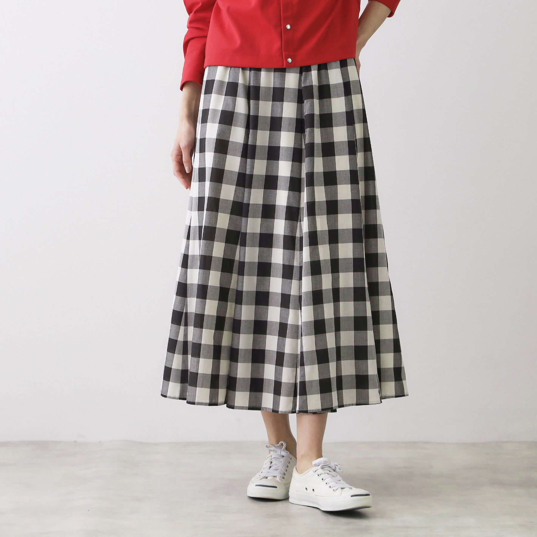 Dessin「【ウエストゴム/洗える】映えチェック柄スカート」|スカート|ブラック(219)